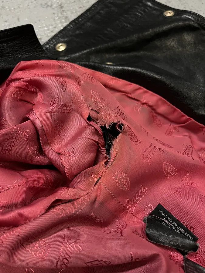 Gucci 2010s Gucci Black Leather Gold-Studded Biker Jacket Size XS / US 0-2 / IT 36-38 - 12 Thumbnail