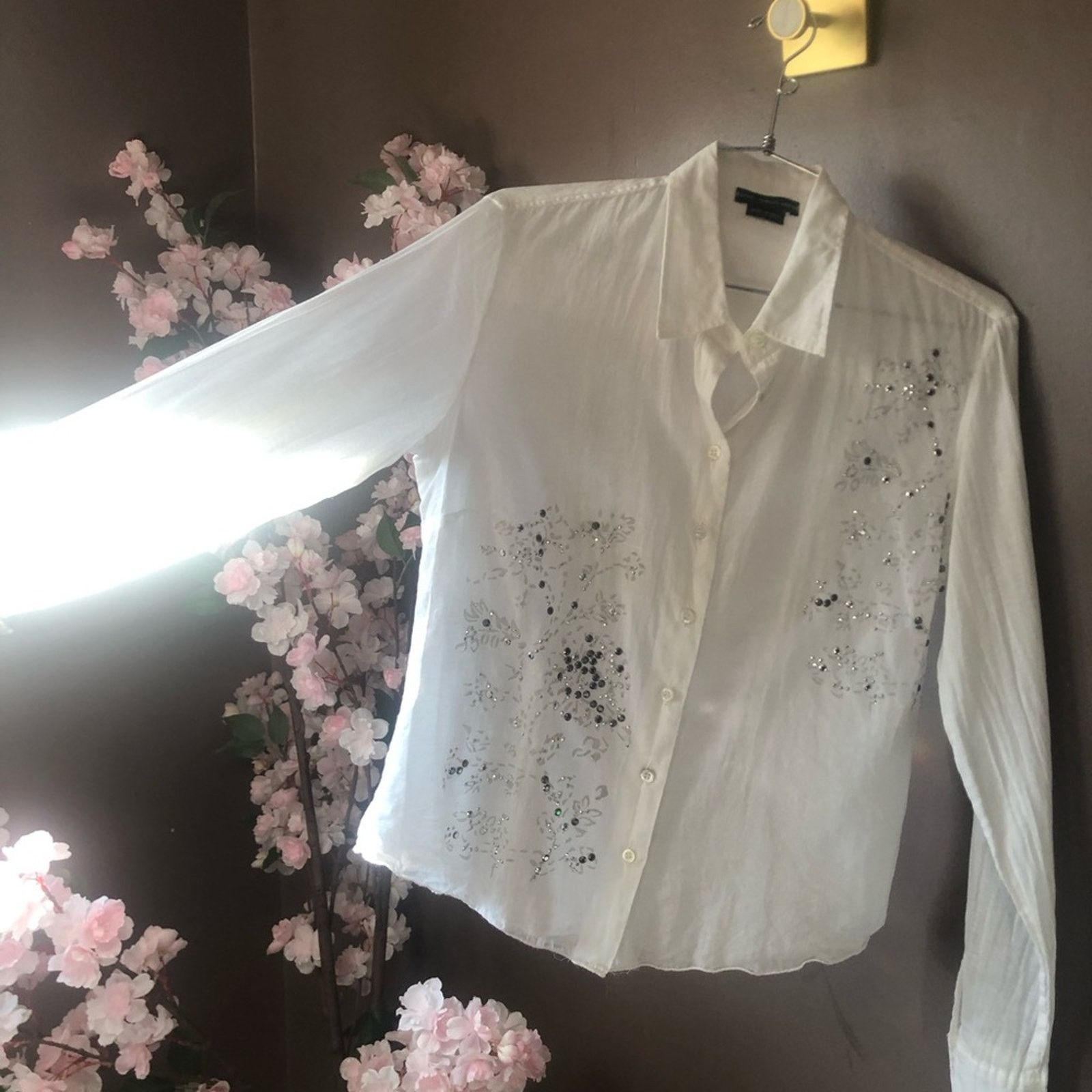 Other French designer white shirt top button up cap embellished Size XS / US 0-2 / IT 36-38 - 1 Thumbnail