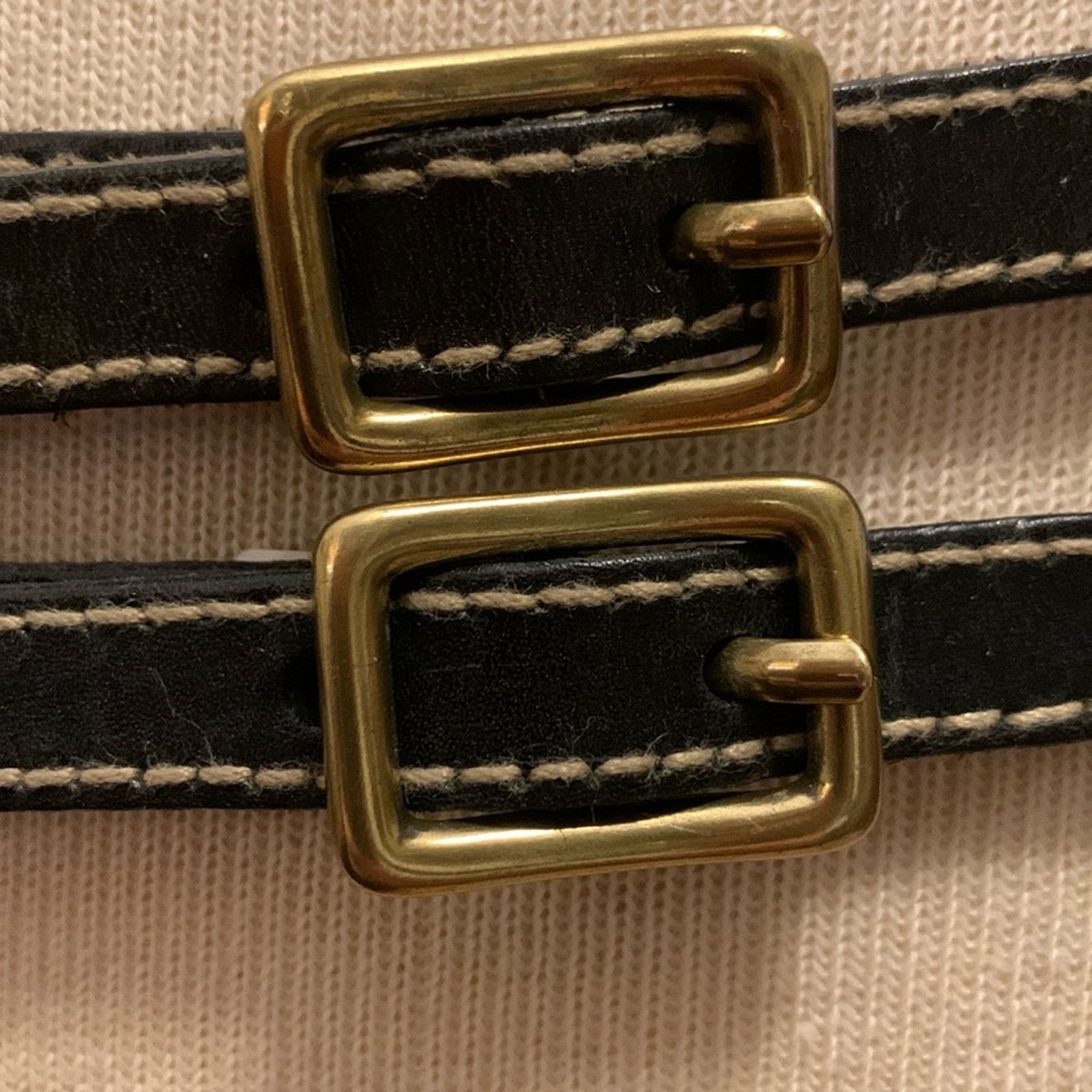 Vintage Double buckle perforated leather belt solid brass with studs Size ONE SIZE - 5 Thumbnail