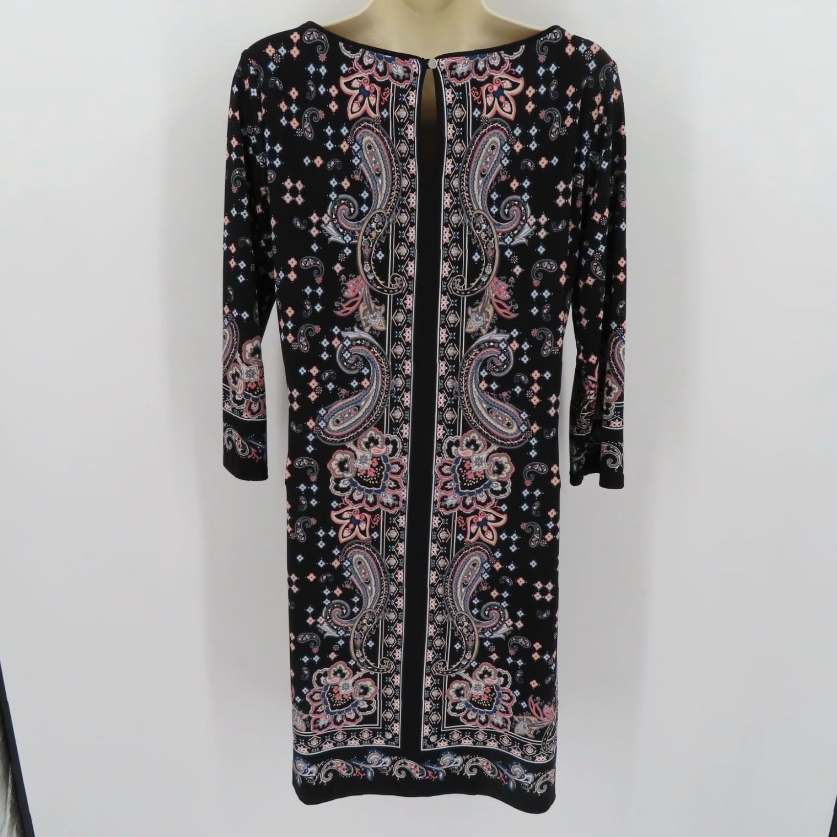 White House Black Market White House Black Market Women Small Black Pink Blue Paisley Scroll Sheath Dress Size S / US 4 / IT 40 - 5 Thumbnail