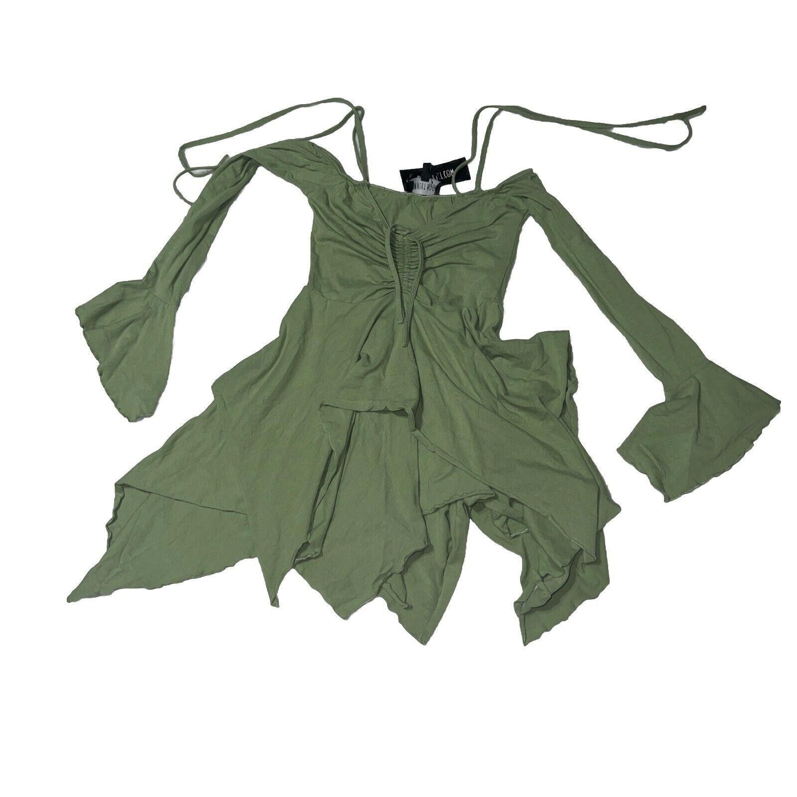 Designer 2XLarge Dolls Kill Green Sage Fairy Handkerchief Mini Dress Size XXL / US 16-18 / IT 52-54 - 2 Thumbnail