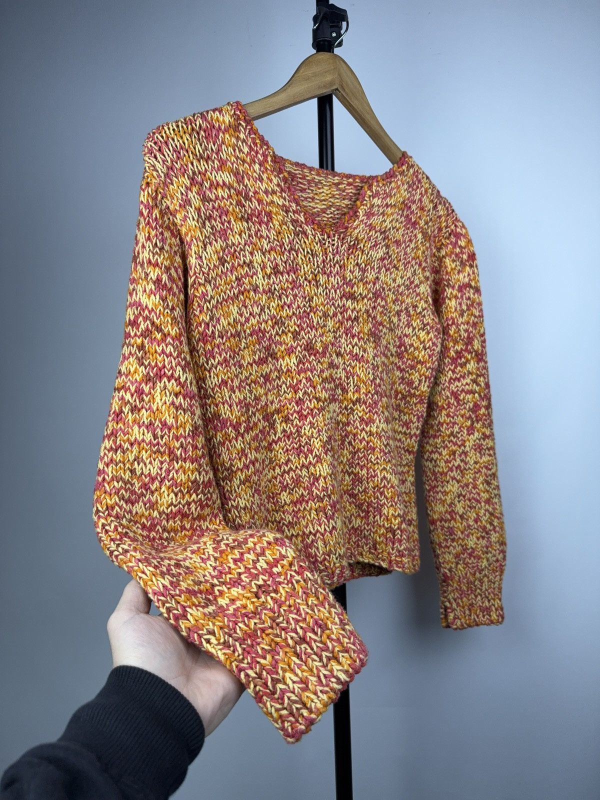 Japanese Brand Retro 00s Handmade Chunky Knit Sweater Boho Multicolor Y2K Size M / US 6-8 / IT 42-44 - 4 Thumbnail