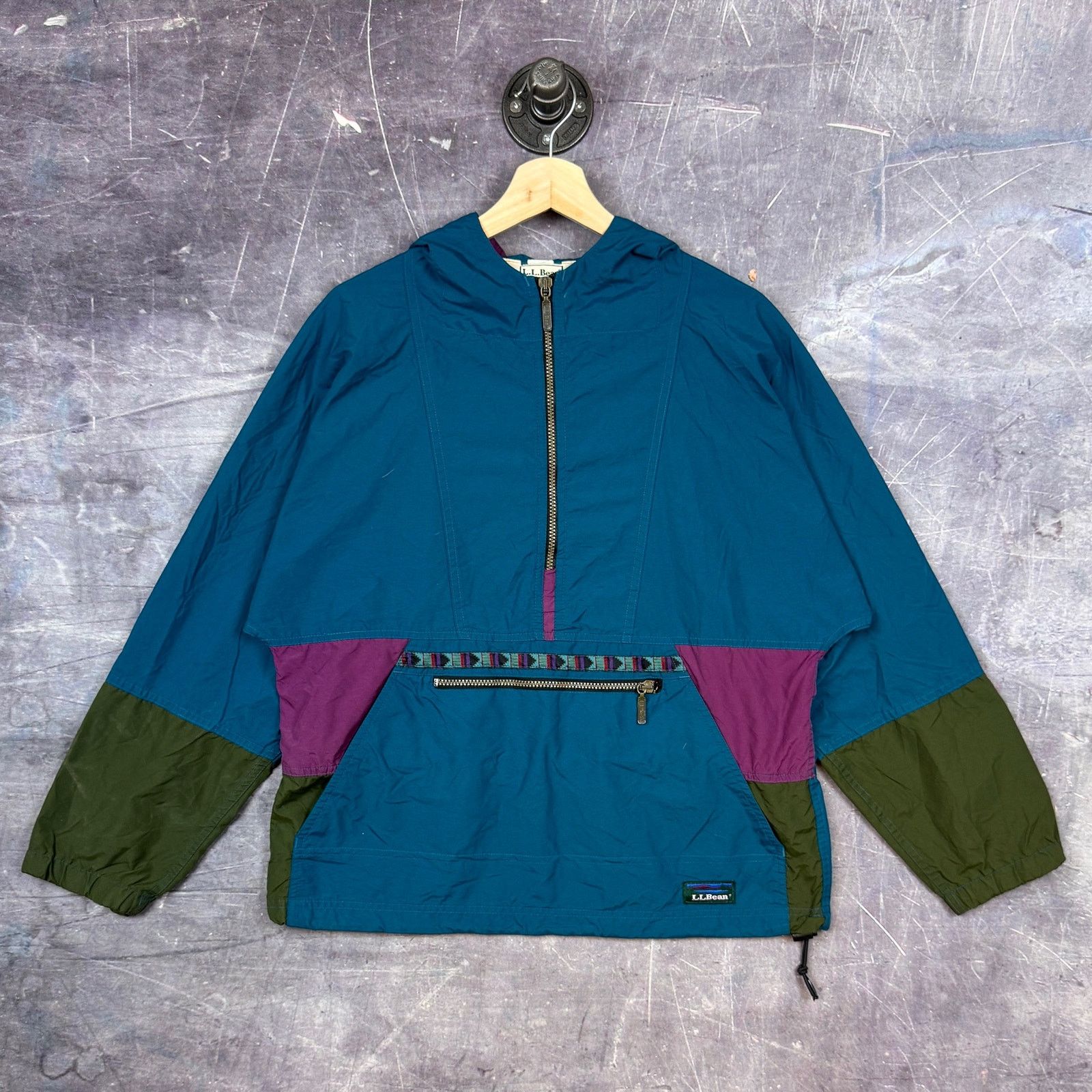 L.L. Bean Streetwear Vintage 90 s Blue LL Bean Aztec Pullover Anorak Windbreaker M 0218 Grailed