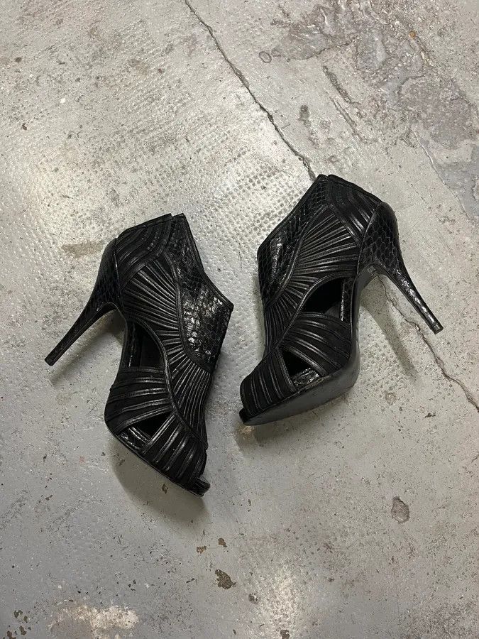 Dior Christian Dior Black Python Leather Heels Size US 8.5 / IT 38.5 - 6 Thumbnail