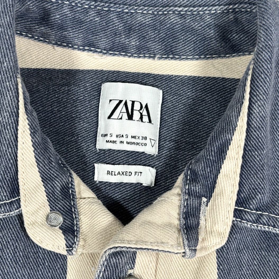 Zara Zara Shirt Adult SMALL Blue White Striped Denim Jean Graffiti Dance Days Away Size US S / EU 44-46 / 1 - 6 Thumbnail