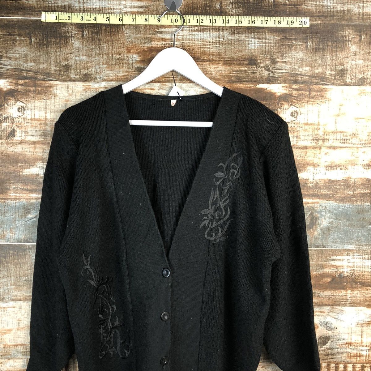 Homespun Knitwear × Japanese Brand Japan art Black Cardigan Knitwear #A1669 Size M / US 6-8 / IT 42-44 - 2 Thumbnail