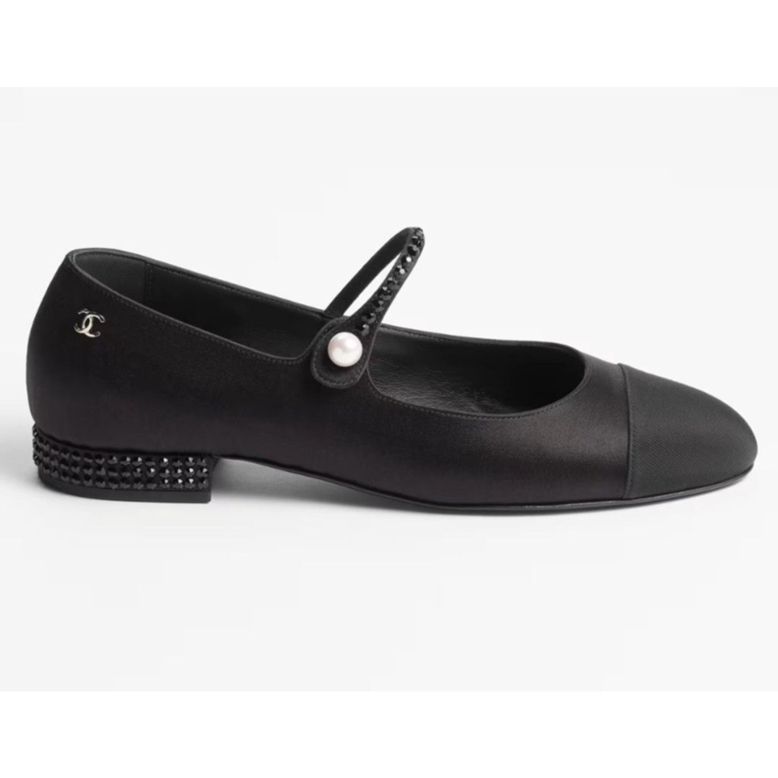 Chanel Chanel 24B Black Crystal CC Mary Jane Ballerina Flat 37 Size US 7 / IT 37 - 1 Thumbnail