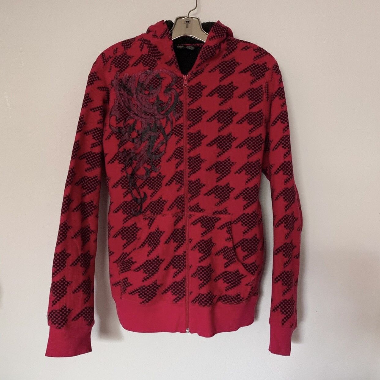 Vintage Y2K cybergoth grunge no boundaries houndstooth zip hoodie Size US L / EU 52-54 / 3 - 7 Thumbnail