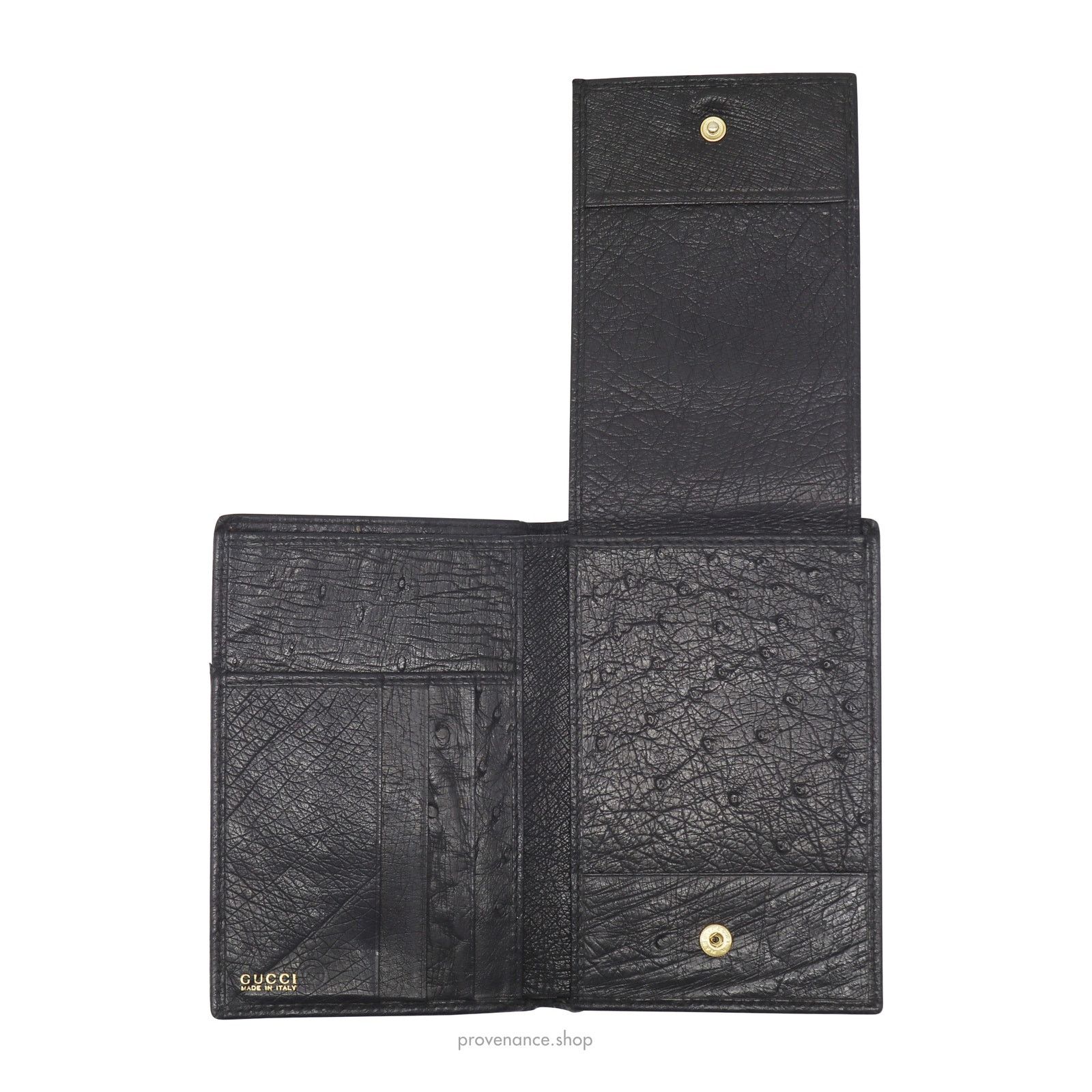 Gucci 🔴 Gucci Tall Wallet - Black Ostrich Leather Size ONE SIZE - 7 Thumbnail