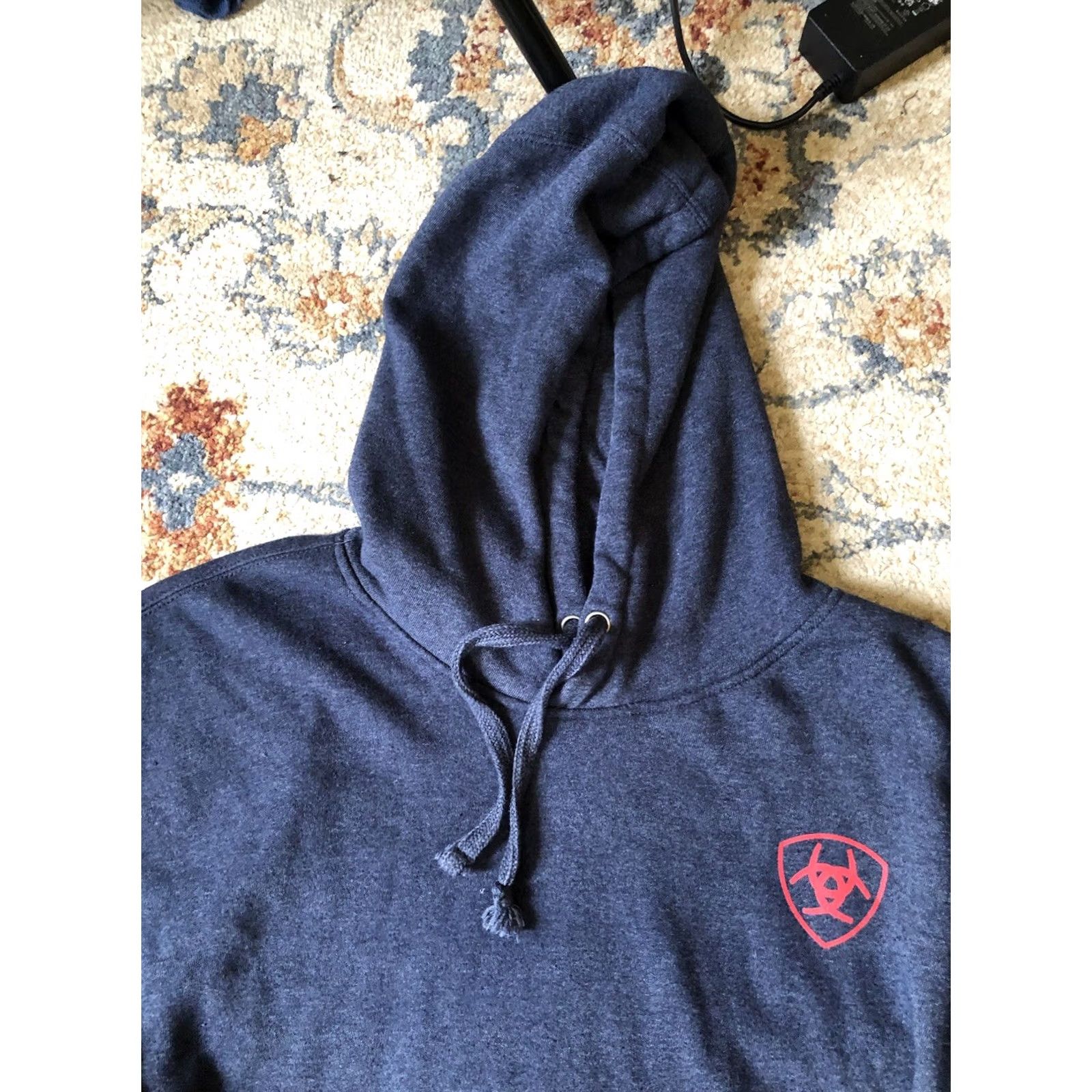Ariat Ariat Hoodie Men XL Blue American Flag Workwear Outdoor Pullover Hooded Long Sleeve Solid Cotton Blend Fleece Size US XL / EU 56 / 4 - 6 Thumbnail