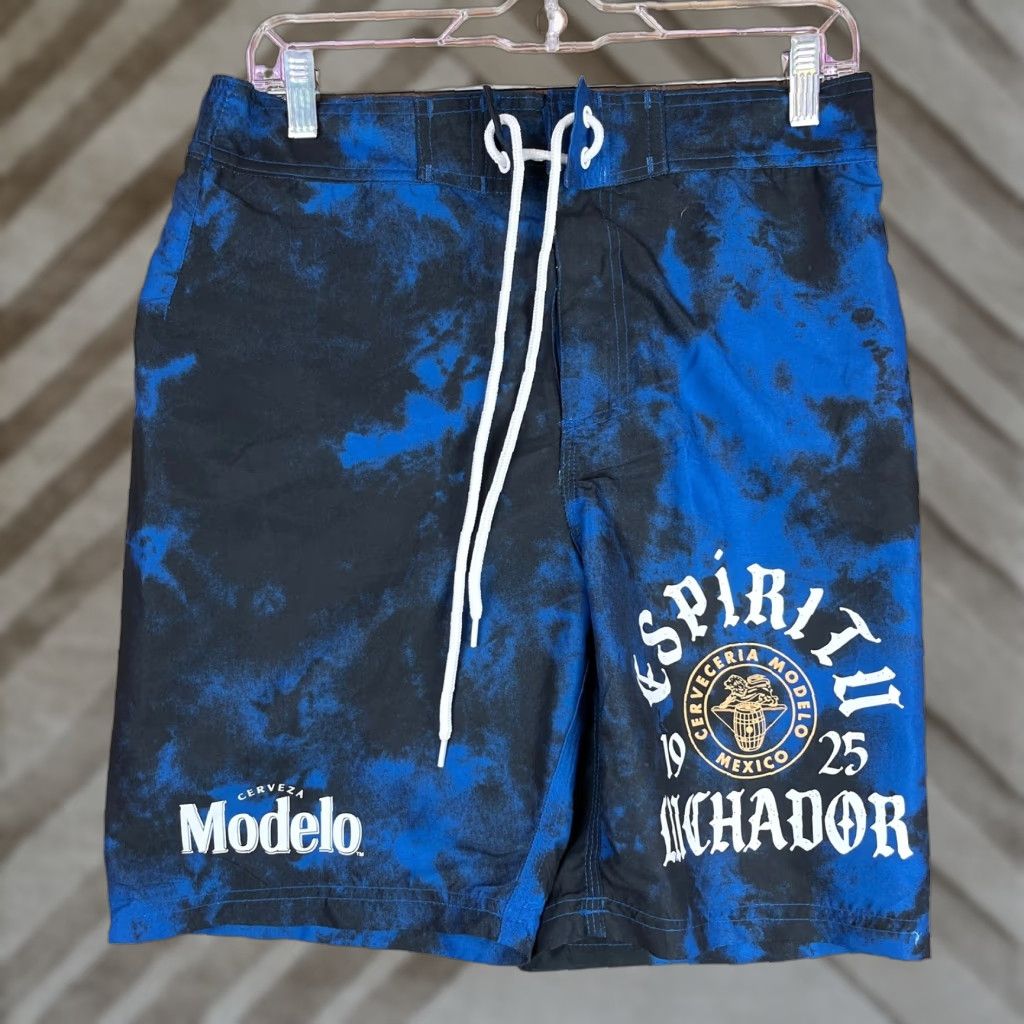 ESPIRIT Modelo Mens Shorts Blue Elastic Board Especial Espiritu Luchador Swim Surf Small Size US 29 - 1 Thumbnail