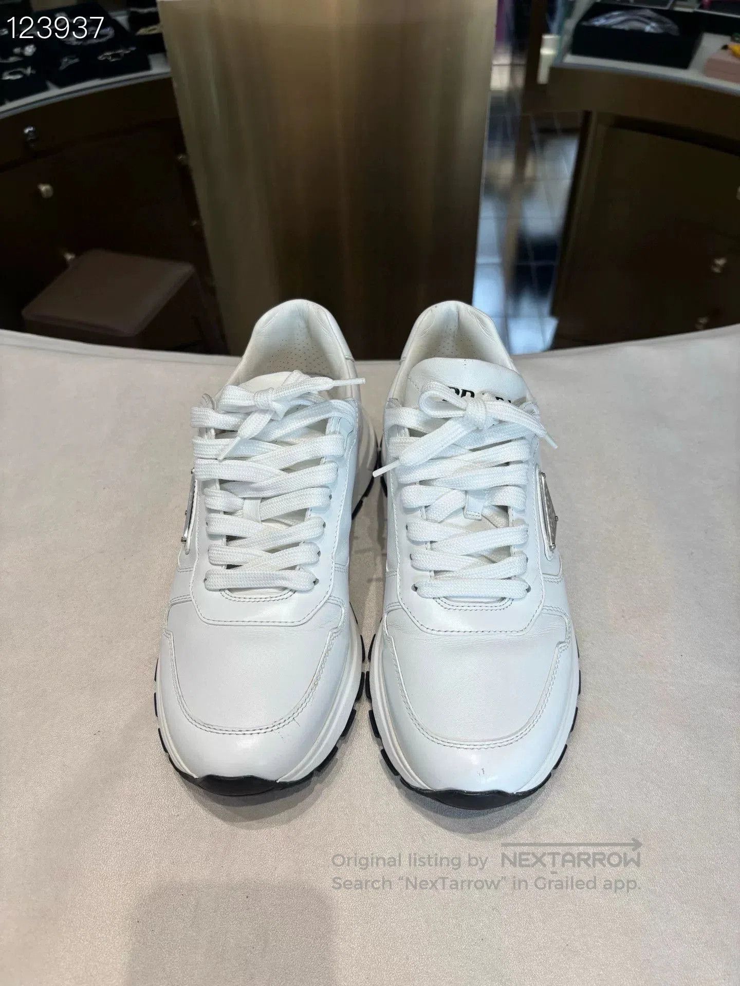 Prada Prada Triangle Logo Leather White Sneakers. Size US 8.5 / IT 38.5 - 1 Thumbnail