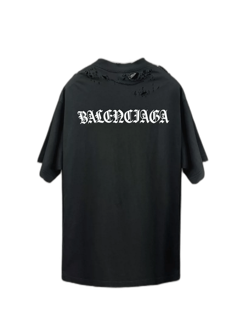 Balenciaga Balenciaga Black Distressed Short Sleeve T-Shirt-2506 Size US S / EU 44-46 / 1 - 1 Thumbnail