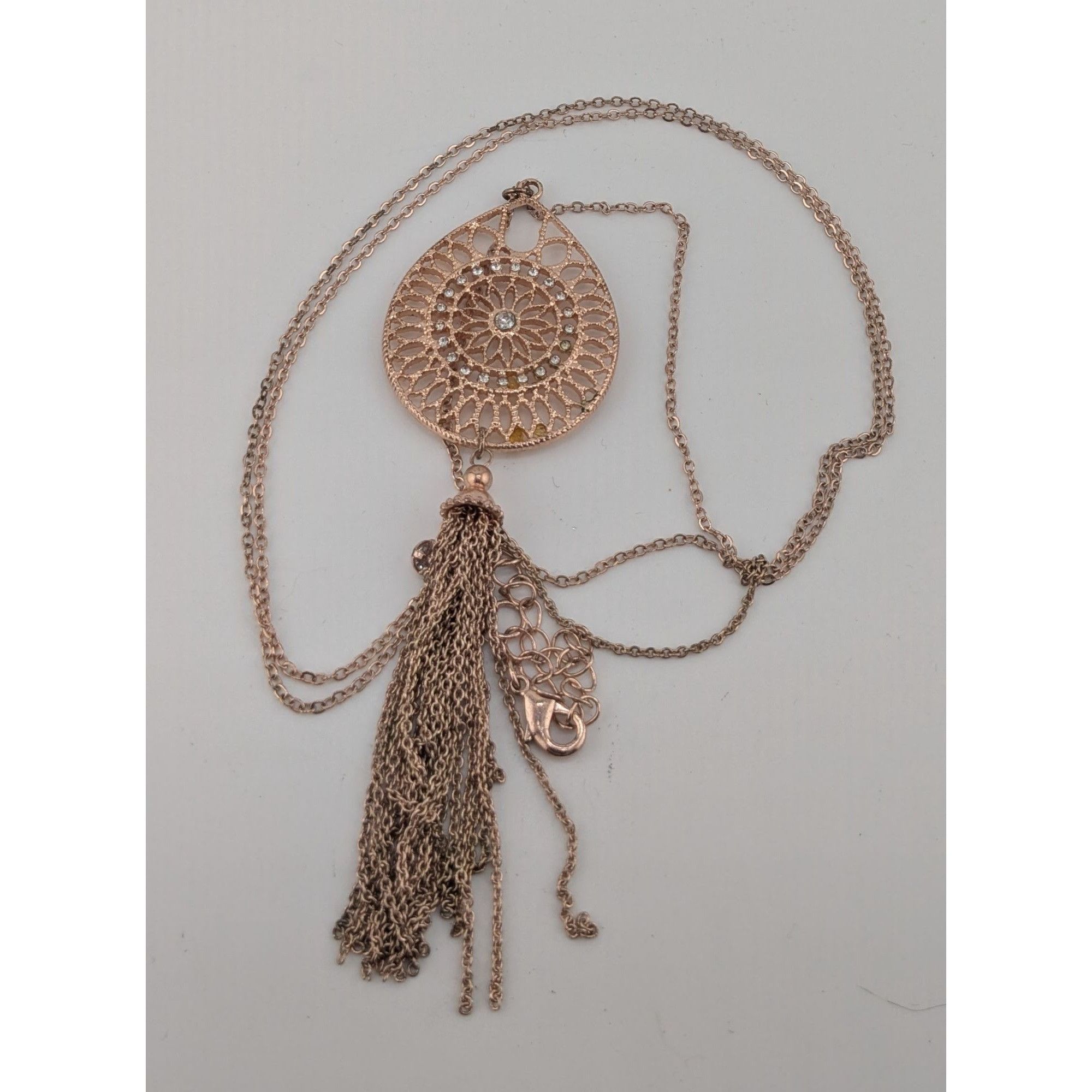 Other Bohemian Rose Gold Tone Filigree Tassel Pendant Necklace Size ONE SIZE - 5 Thumbnail
