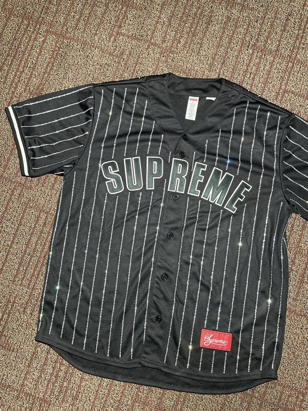 Supreme Supreme Rhinestone Stripe Baseball Jersey (Medium) Size US M / EU 48-50 / 2 - 1 Thumbnail