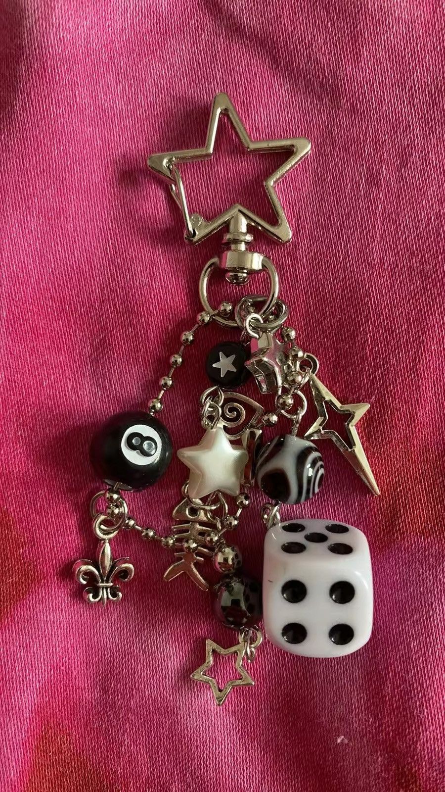 Vintage Handmade cluttered white dice mixed rockstar keychains Size ONE SIZE - 6 Thumbnail