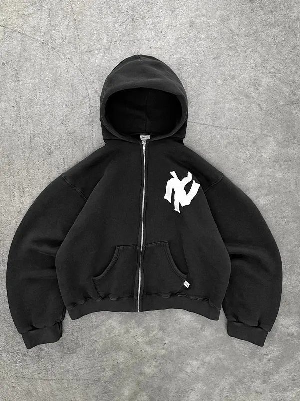 AKIMBO ZIP-UP HOODIE - CHARCOAL