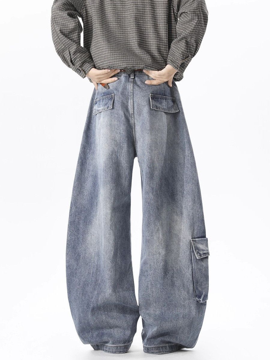 Vintage American men's street style distressed curved work jeans Size US 32 / EU 48 - 3 Thumbnail