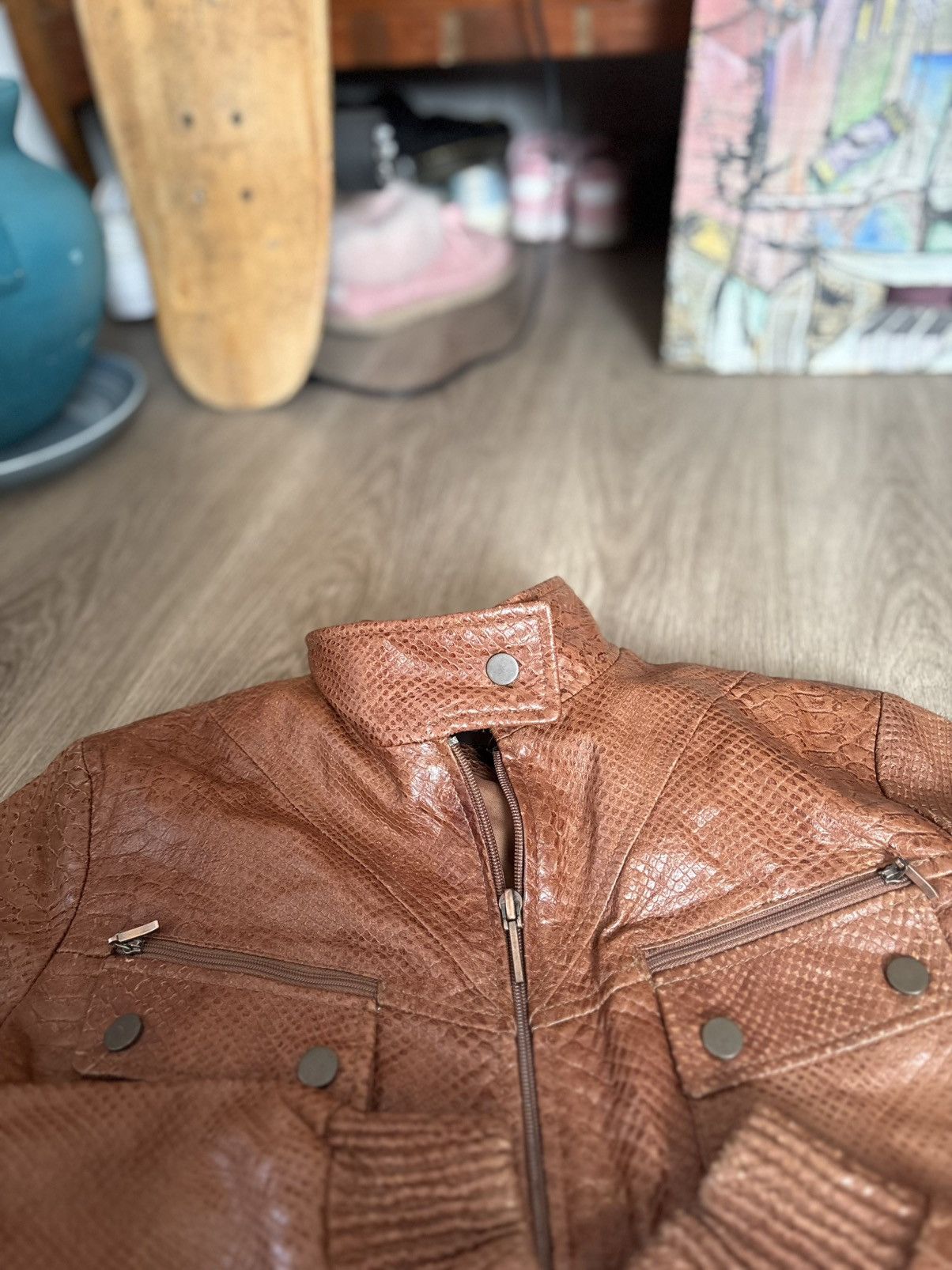 Kenneth Cole Kenneth Cole Leather Bomber Size L / US 10 / IT 46 - 4 Thumbnail