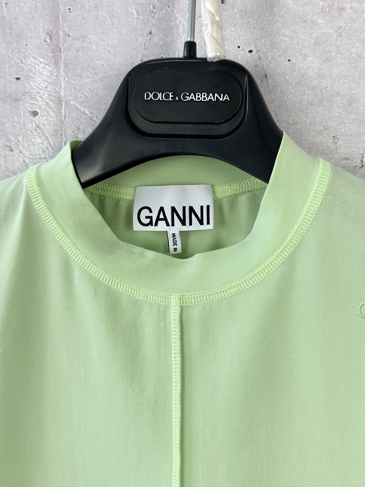 Ganni Gianni Logo Stretch-Cotton Jersey Top in Light Green Size XS / US 0-2 / IT 36-38 - 6 Thumbnail