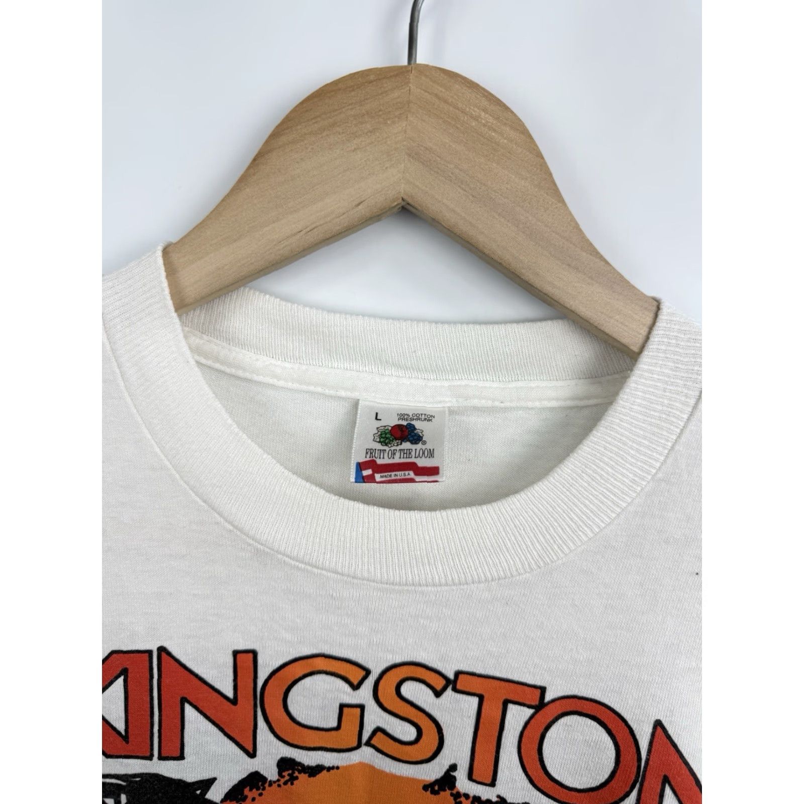 Fruit Of The Loom VINTAGE Kingston Mines Chicago Blues Center T-Shirt Mens L White 80s Fruit of the Loom Shirt Size US L / EU 52-54 / 3 - 5 Thumbnail