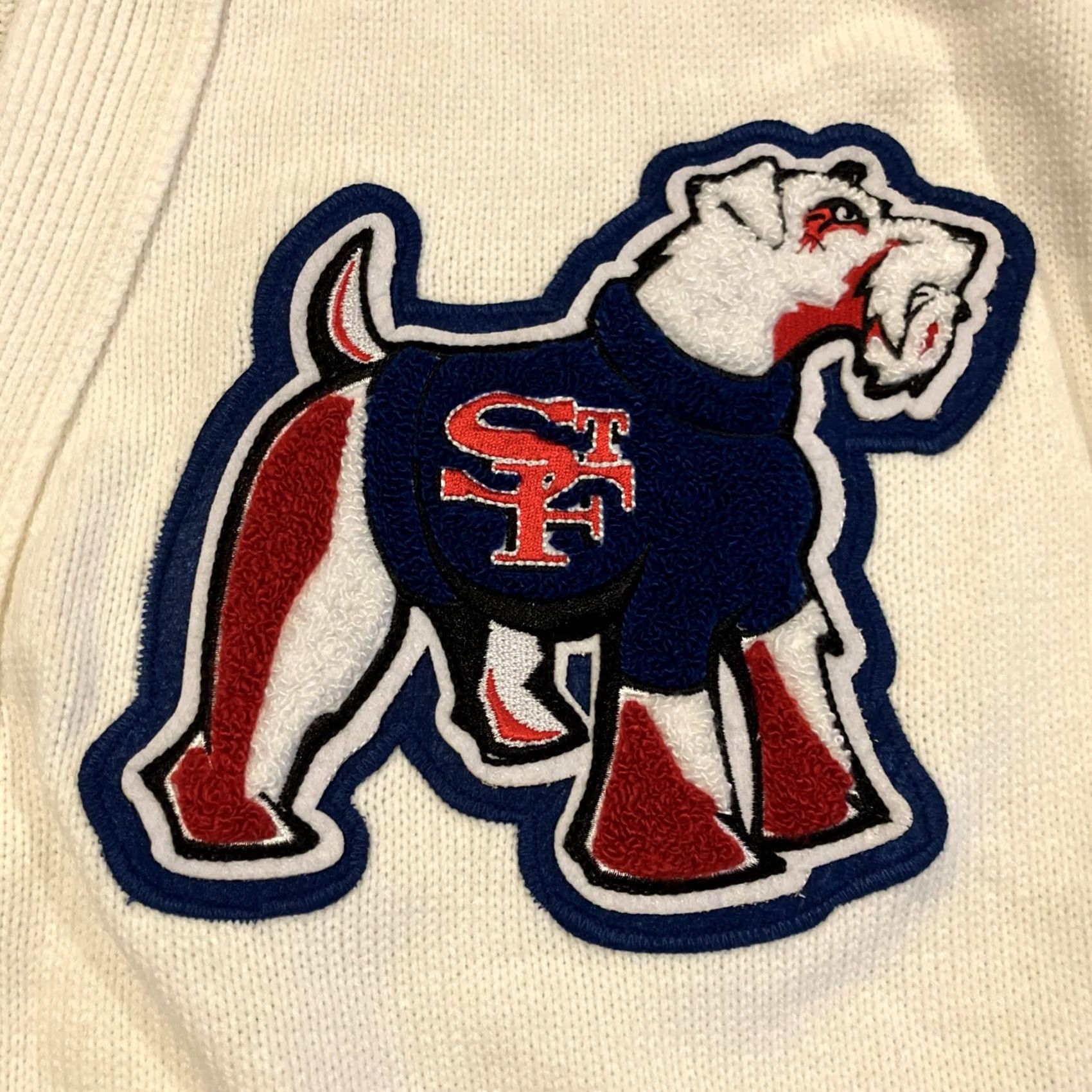 Vintage RARE St. Francis Prep Lettermans Sweater MADE IN USA Men's Large Cardigan Edwards White L Mens Size US L / EU 52-54 / 3 - 2 Thumbnail