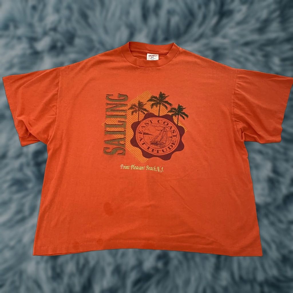 TEE JAYS VINTAGE New Jersey Shirt Adult 3XL Orange Point Pleasant Beach NJ Sailing Mens Tee Jays Short Sleeve Crew Neck Beach Theme 1990s Mens Size US XXL / EU 58 / 5 - 1 Thumbnail