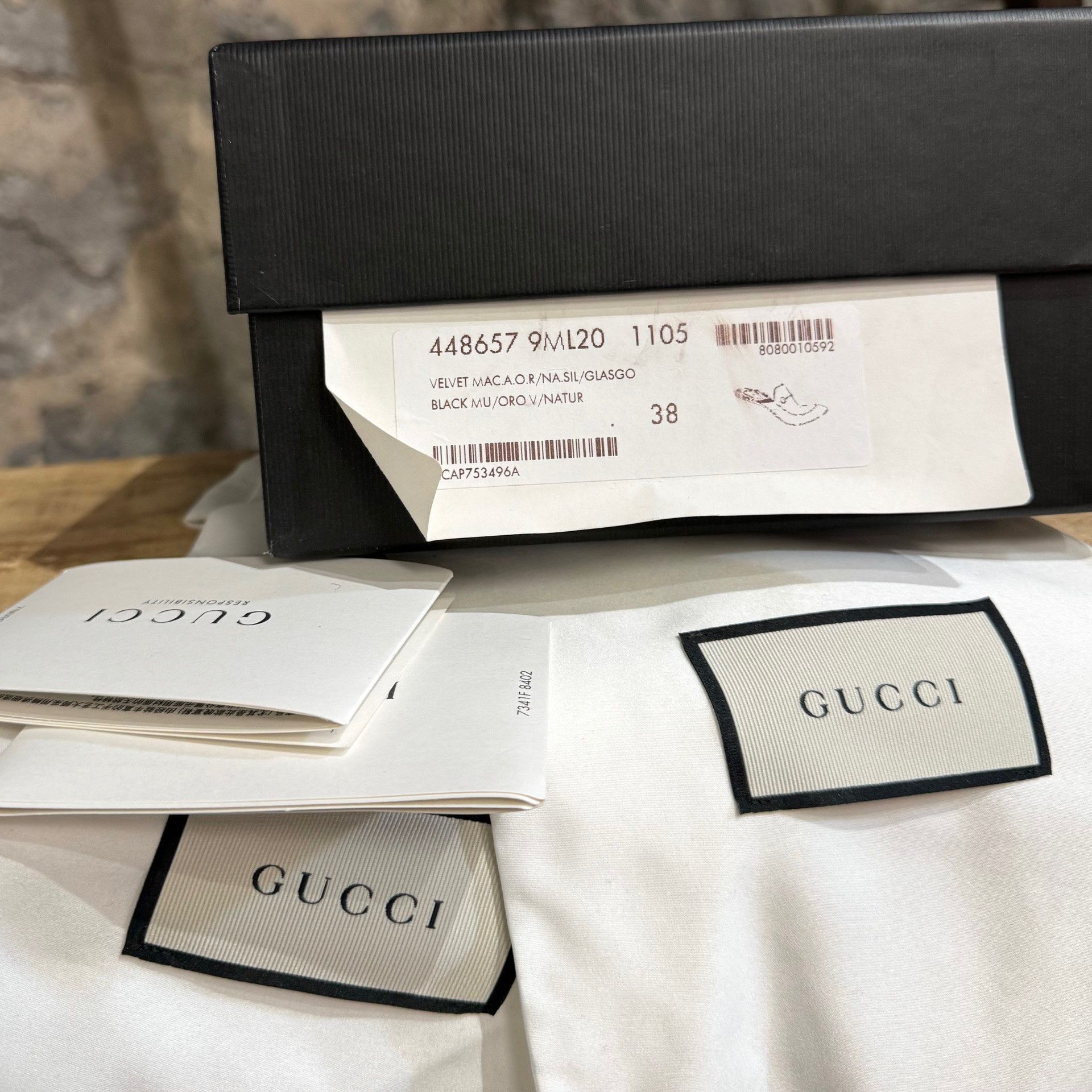Gucci Gucci Black Velvet Floral Print Princetown Fur Lined Mules Size US 8 / IT 38 - 11 Thumbnail