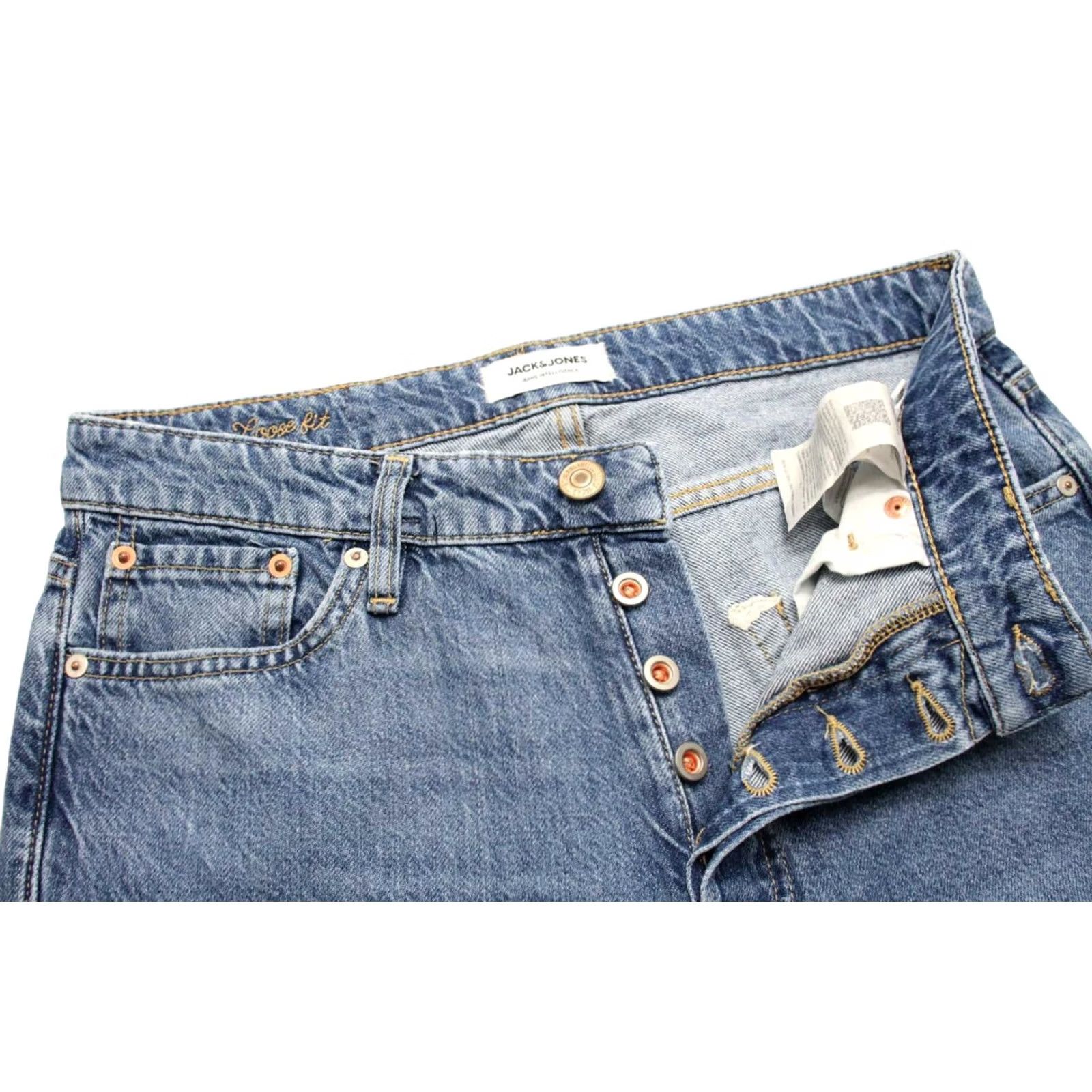 Jack & Jones JACK & JONES Chris Loose Fit Jeans Men's W30/L30 Blue Whiskers Faded Button Fly Size US 30 / EU 46 - 4 Thumbnail