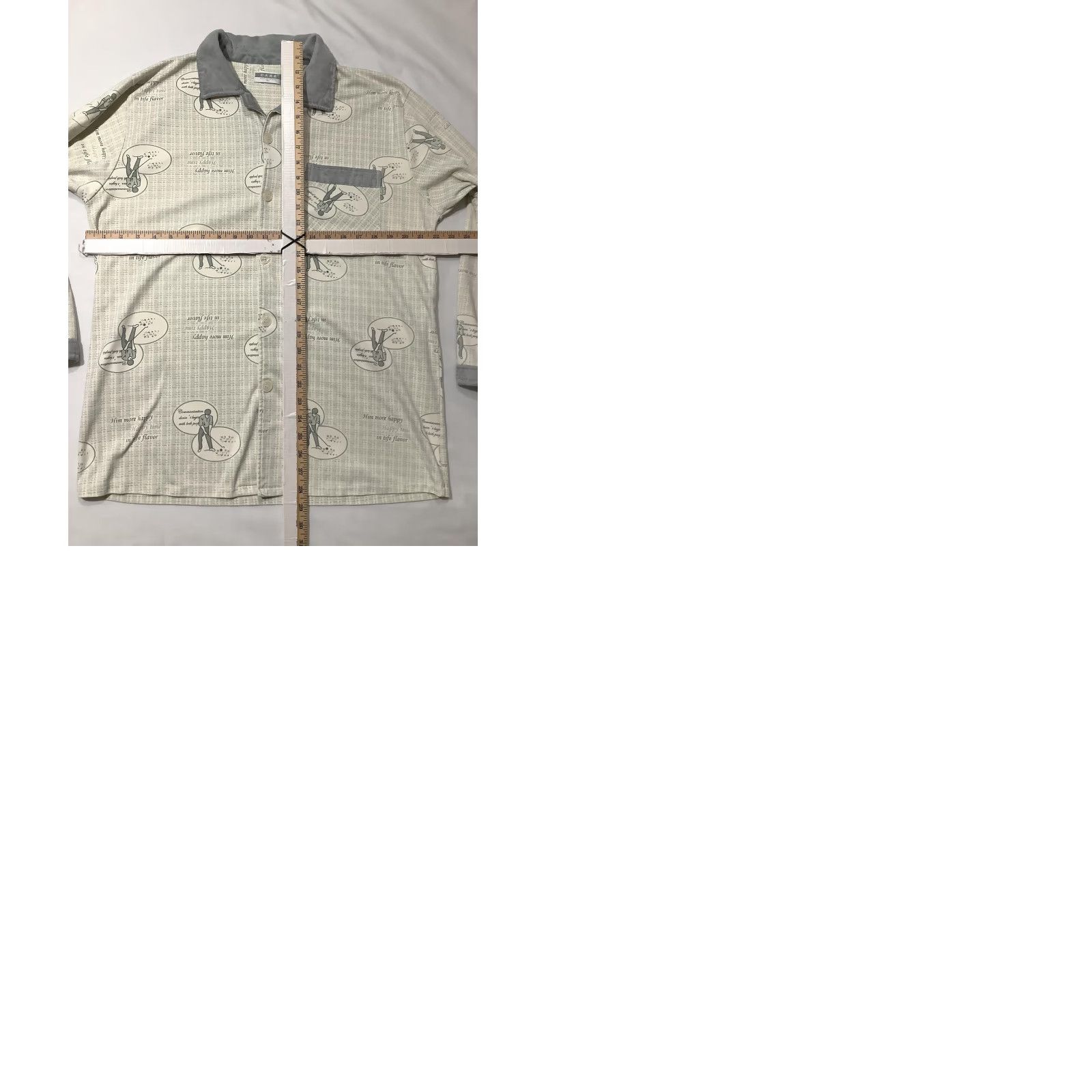 Vintage SHEYCHENKO Pajama Top Mens 2XL Beige Golf Print Button Front Long Sleeve Lounge Size US XXL / EU 58 / 5 - 9 Thumbnail