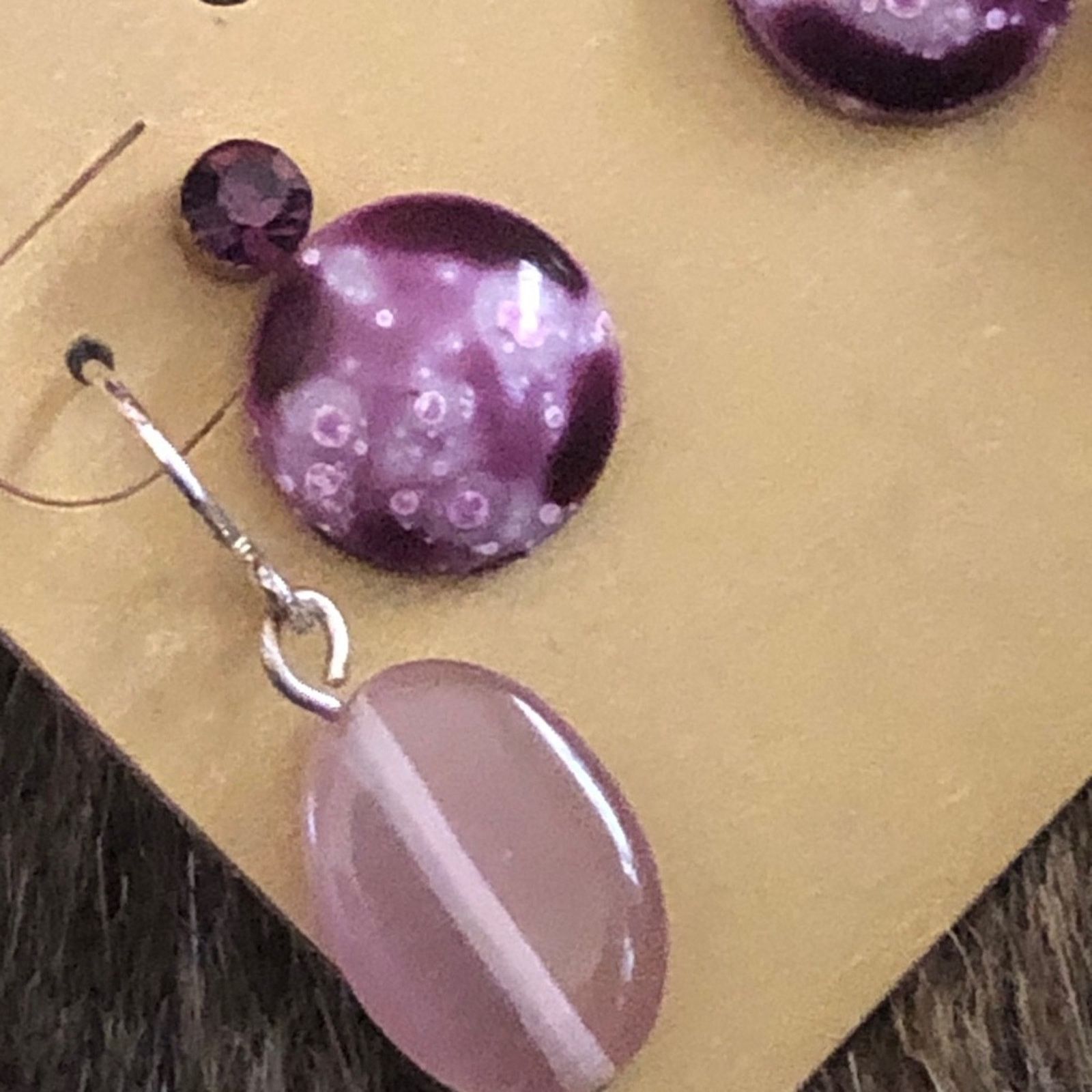 Vintage Vintage set of three purple tone pierced earrings Size ONE SIZE - 3 Thumbnail