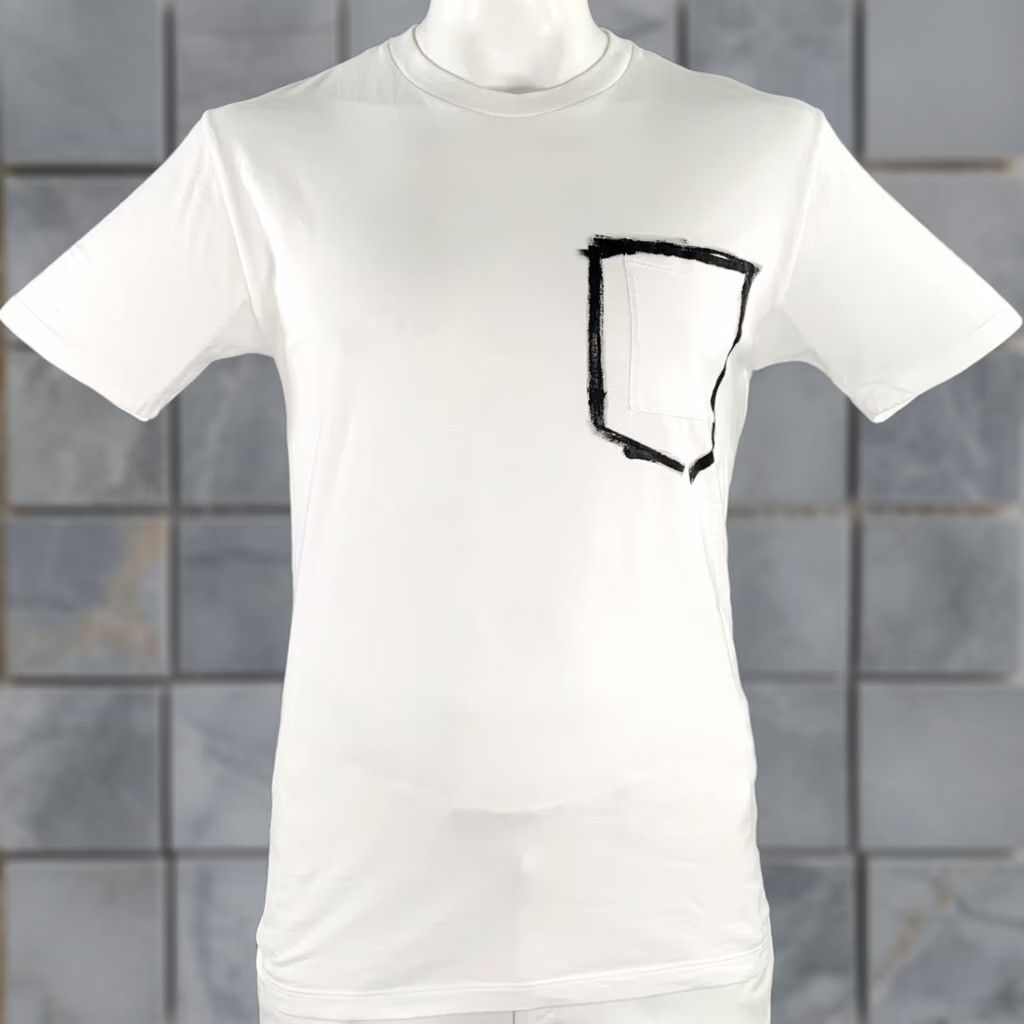 Yves Saint Laurent YVES SAINT LAURENT T-Shirt XL White Black Print One Pocket Mens Size US XL / EU 56 / 4 - 1 Thumbnail
