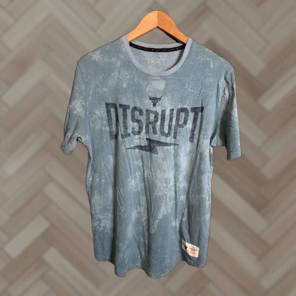 Under Armour VINTAGE Under Armour Project Rock Disrupt T Shirt Men’s M Blue Short Sleeve Crew Neck Logo Embroidered Quotes Rock WWE 90s? Size US M / EU 48-50 / 2 - 1 Thumbnail