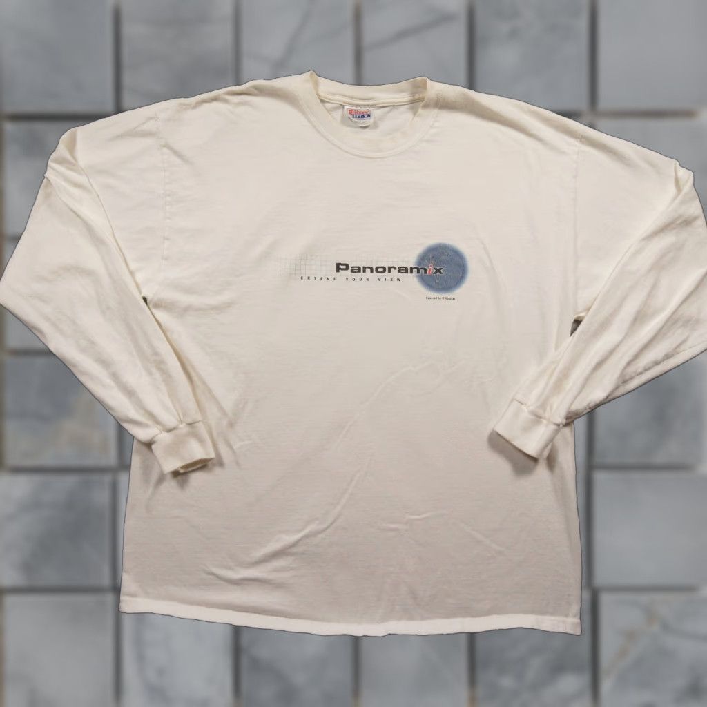 Hanes VINTAGE Panoramix Shirt Mens XL White Long Sleeve Technology Tee Y2K Echelon Hanes Shirt Mens XL White Long Sleeve Logo 80s 90s Mens? Size US XL / EU 56 / 4 - 1 Thumbnail