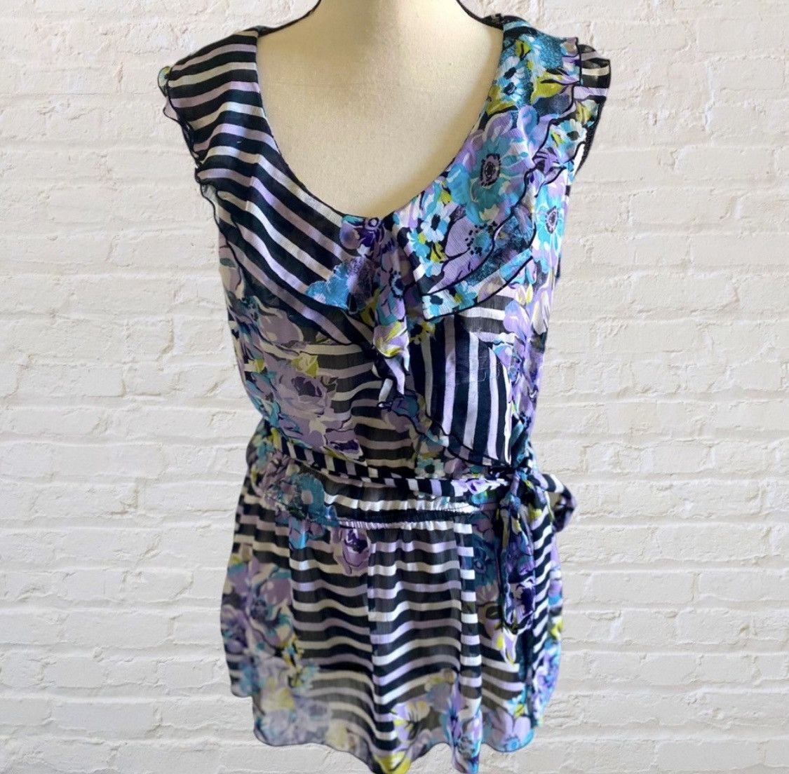 Other IZ BYER FLORAL STRIPED SLEEVELESS TANK TOP WITH WAIST TIE Size XL / US 12-14 / IT 48-50 - 7 Thumbnail
