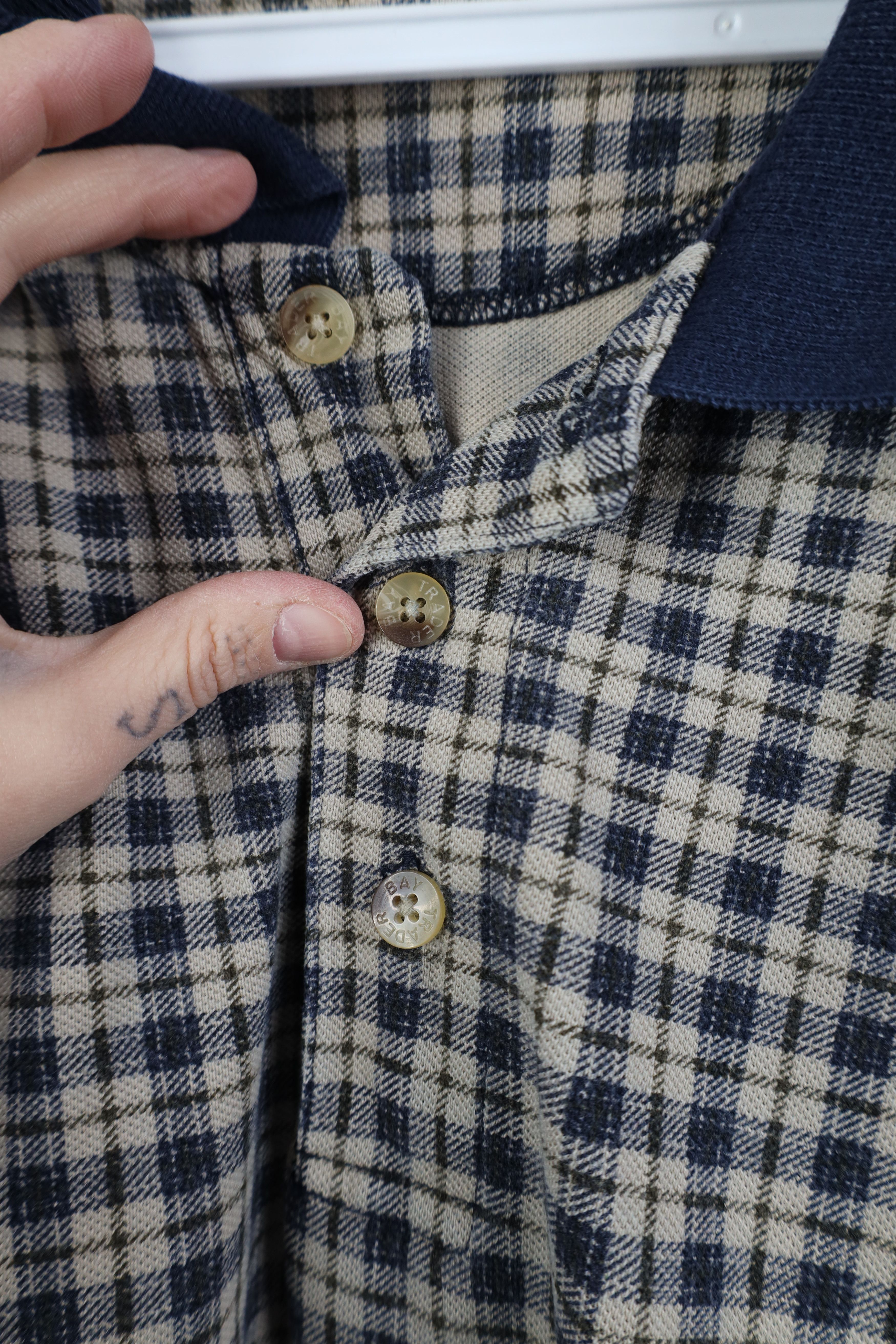 Vintage Vintage 90s Streetwear Long Sleeve Polo Shirt Plaid USA Size US L / EU 52-54 / 3 - 6 Thumbnail