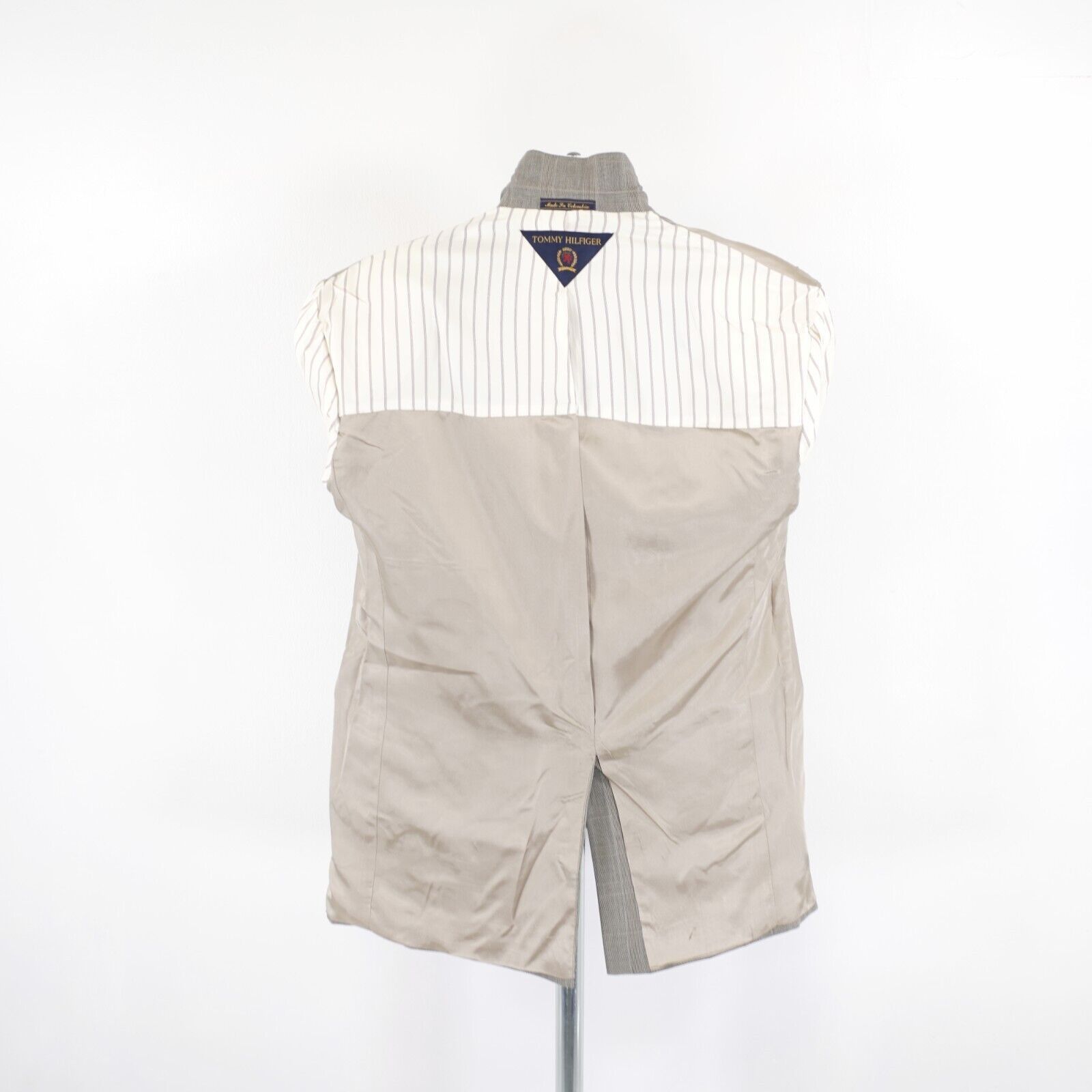Tommy Hilfiger Tommy Hilfiger Worsted Wool Tan Plaid W/ Blue Windowpane 40R Size 40R - 13 Thumbnail