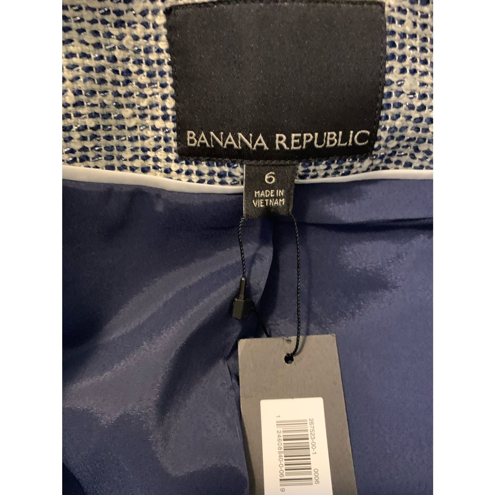Banana Republic Banana Republic blue tweed fringe trims open lined blazer 6 Size M / US 6-8 / IT 42-44 - 4 Thumbnail
