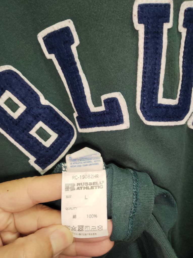 Vintage Vintage BLUE ON GREEN SHIRT Vintage 80s Russell Athletics Size US L / EU 52-54 / 3 - 3 Thumbnail