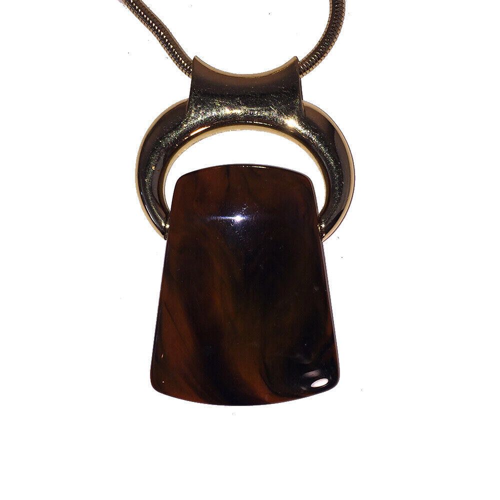 Lanvin Snake Chain Bakelite Brown Pendant Necklace Kiera Knightly Size ONE SIZE - 3 Thumbnail