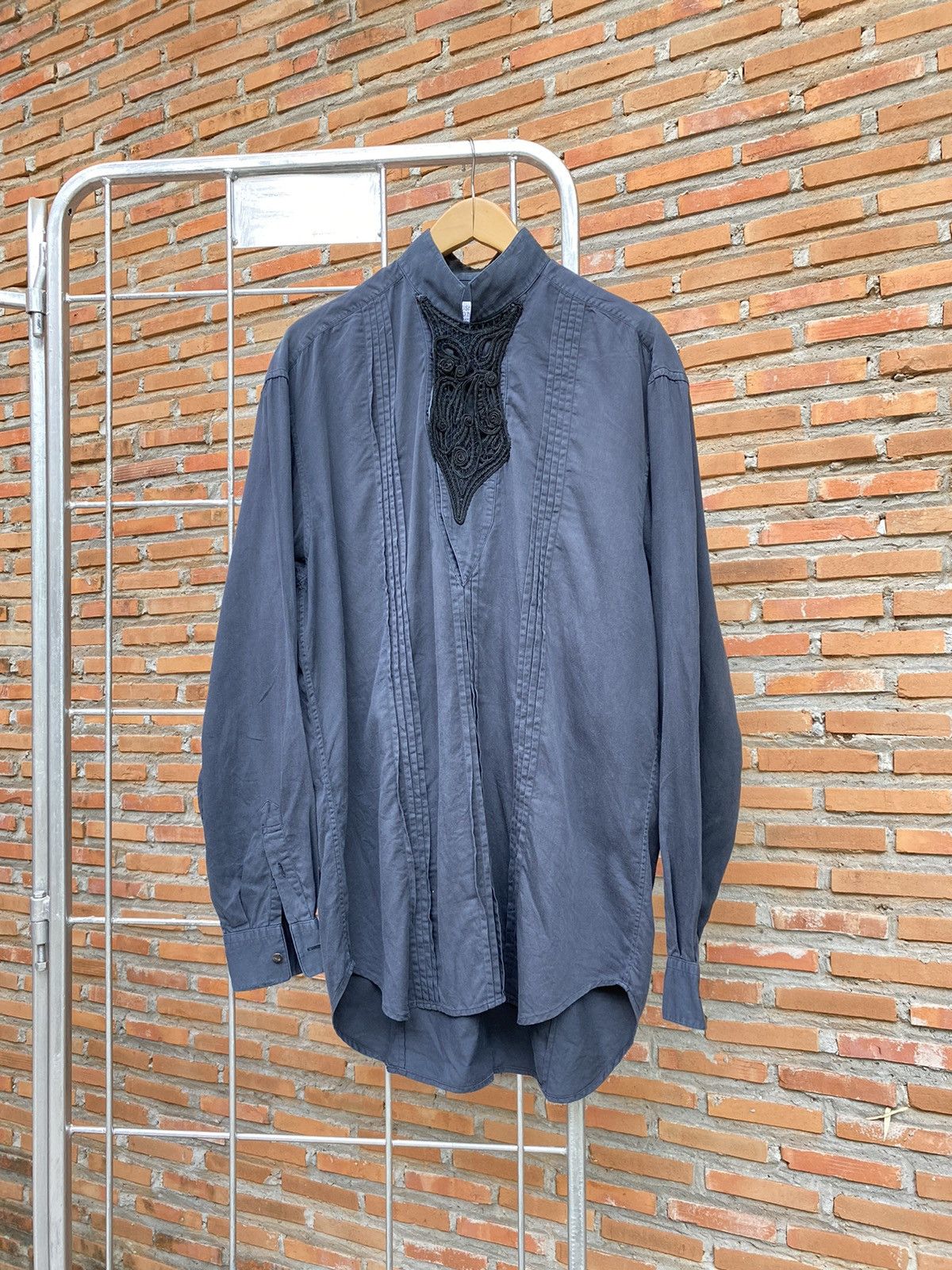 Yoshiyuki Konishi grey mandarin shirt
