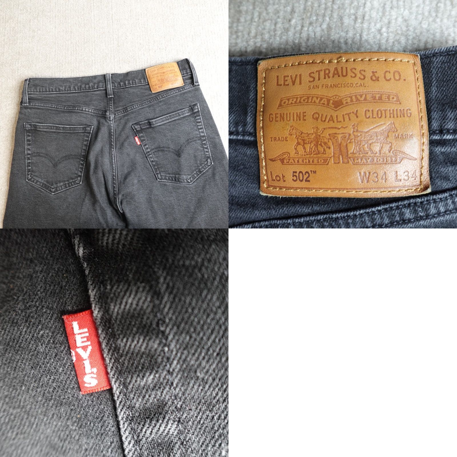 Levi's Levi's Premium 502 Jeans 32 x 30 Black Regular Men Stretch Belt Loops Denim Solid Vintage: No Size US 32 / EU 48 - 9 Thumbnail