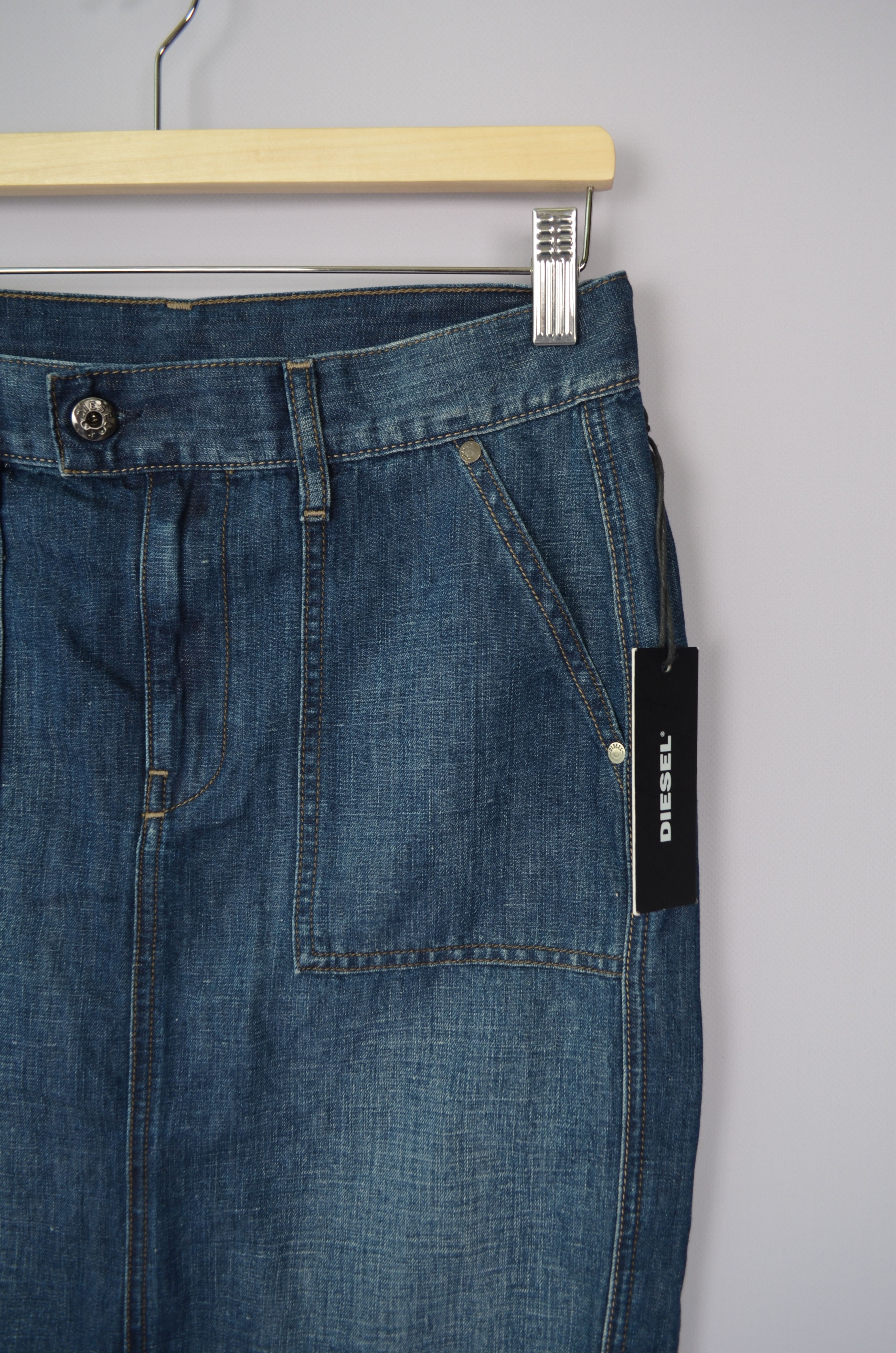 Designer × Diesel Diesel Blue Denim Cotton/Linen Skirt Size W27 NWT Size 27" / US 4 / IT 40 - 3 Thumbnail