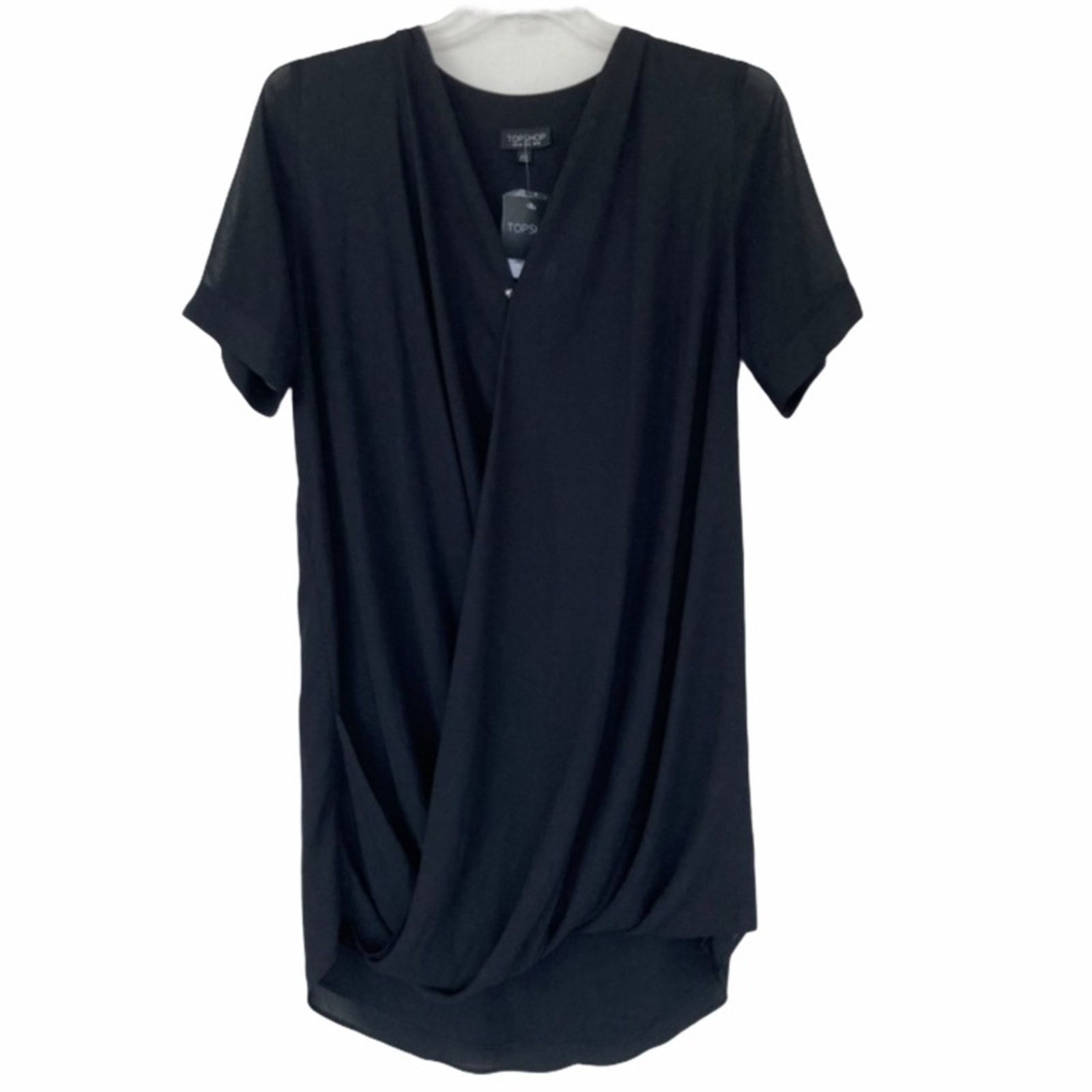 Topshop Topshop Black Twist Front Surplice Dress Sz 6 Size M / US 6-8 / IT 42-44 - 1 Thumbnail