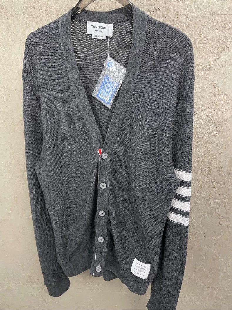 Thom Browne Thom browne Gray four-striped knitted cardigan jacket 2504- Size US XL / EU 56 / 4 - 3 Thumbnail