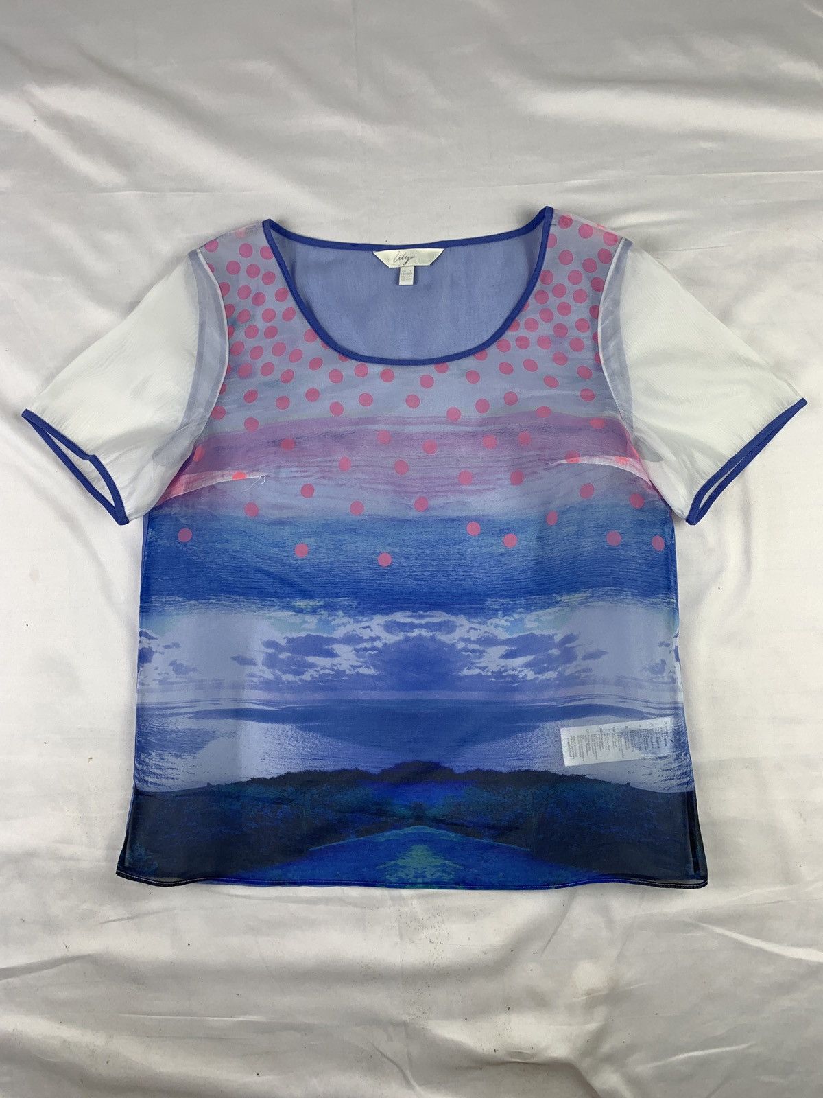 Vintage Lily USA Sunset Panorama Mixed Fabric Mesh Loose Fit Top Size M / US 6-8 / IT 42-44 - 1 Thumbnail