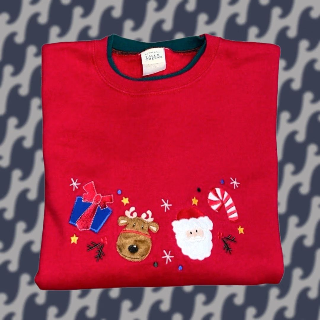 Vintage VINTAGE Falls Creek Christmas Sweatshirt Women’s 2X Red Embroidered Santa Reindeer Holiday Ugly Sweater Crew Neck Long Sleeve Pullover Size XXL / US 16-18 / IT 52-54 - 1 Thumbnail