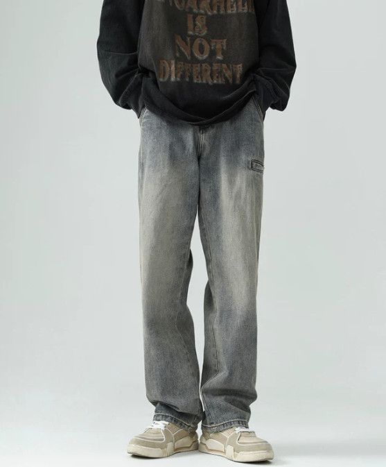 Japanese Brand Men's Washed & Distressed Loose-Fit Straight-Leg Jeans Size US 32 / EU 48 - 1 Thumbnail