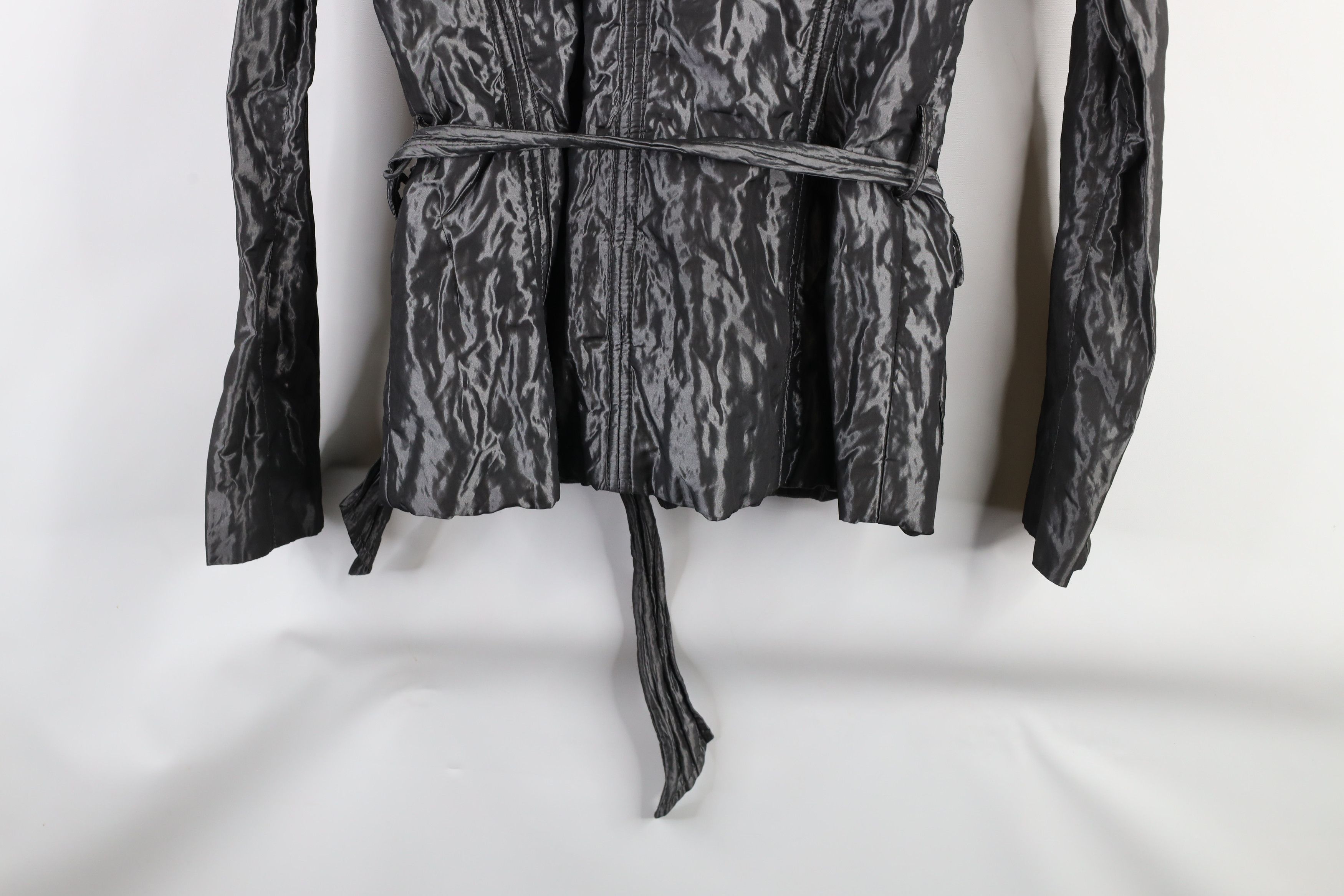 Vintage Vintage 90s Cache Belted Shawl Puffer Jacket Gray Metallic Size M / US 6-8 / IT 42-44 - 12 Thumbnail