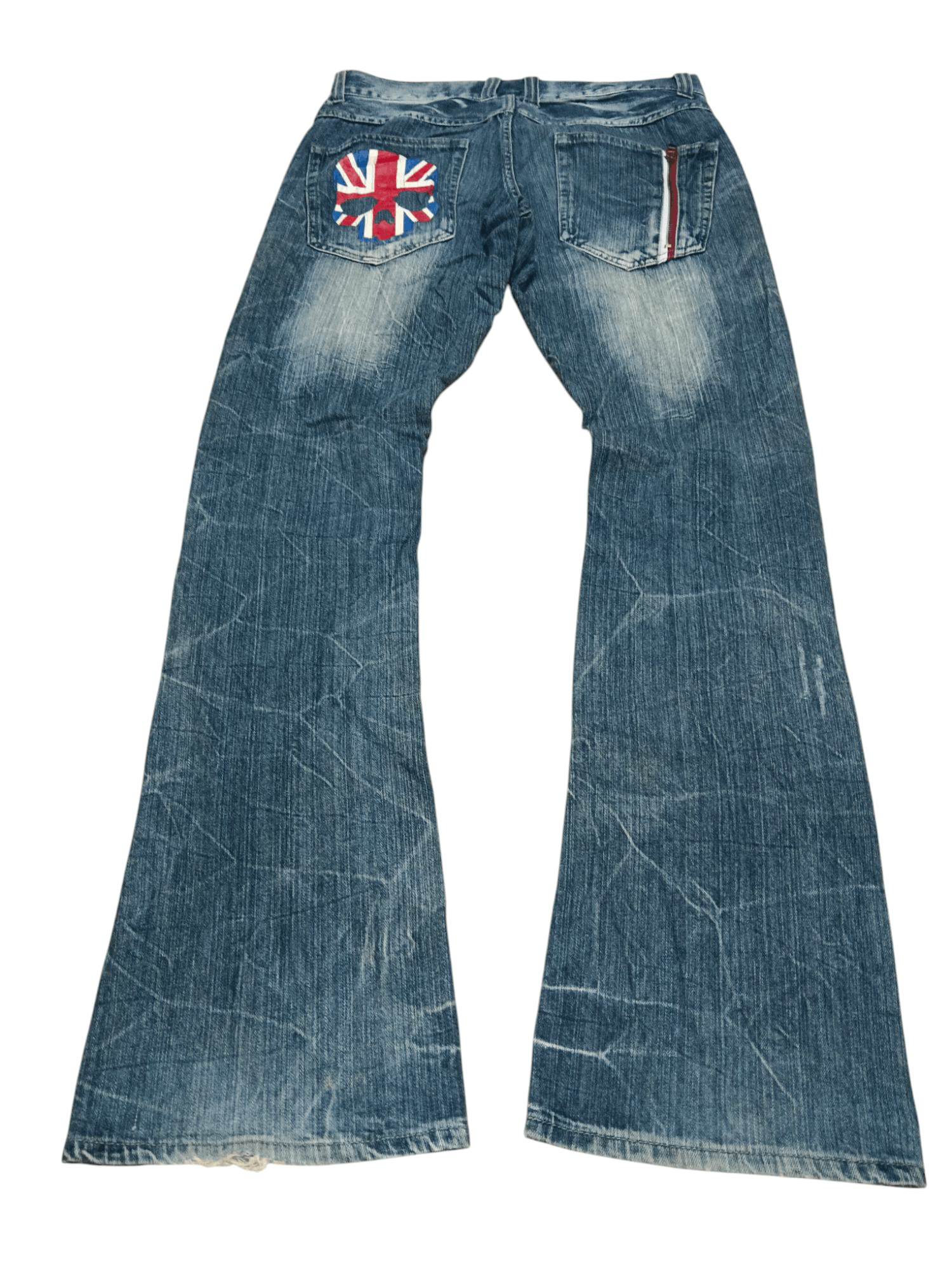 Vintage 🔥JACK SERIKA🔥British Skull Punk Stone Wash Flare Jeans Size US 32 / EU 48 - 1 Thumbnail